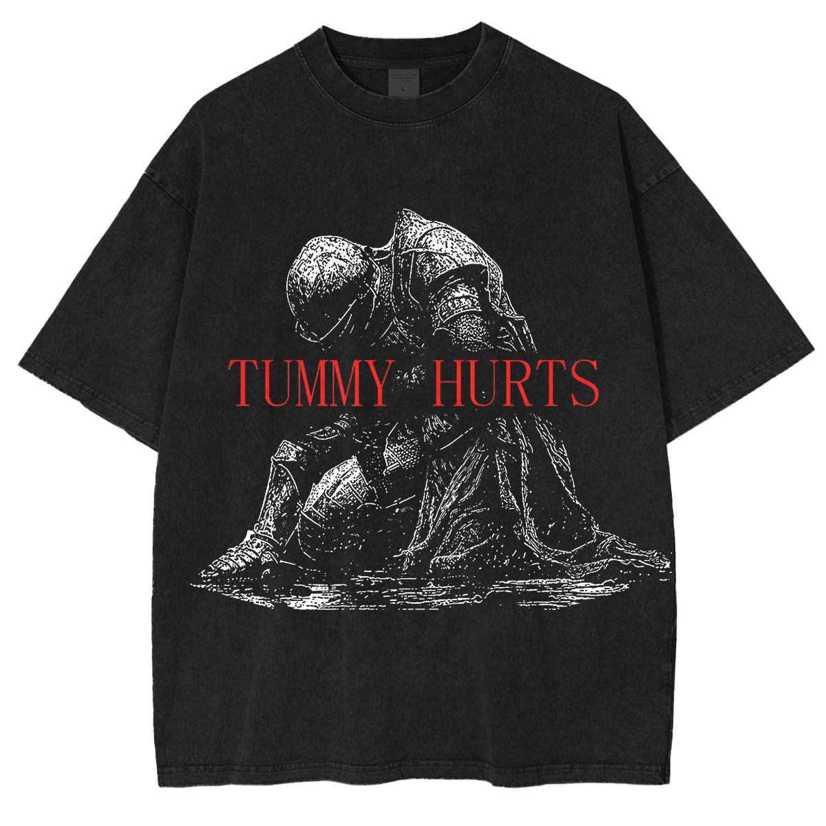 Tummy Hurts Funny Medieval Knight Washed T-shirt/Crewneck/Hoodie