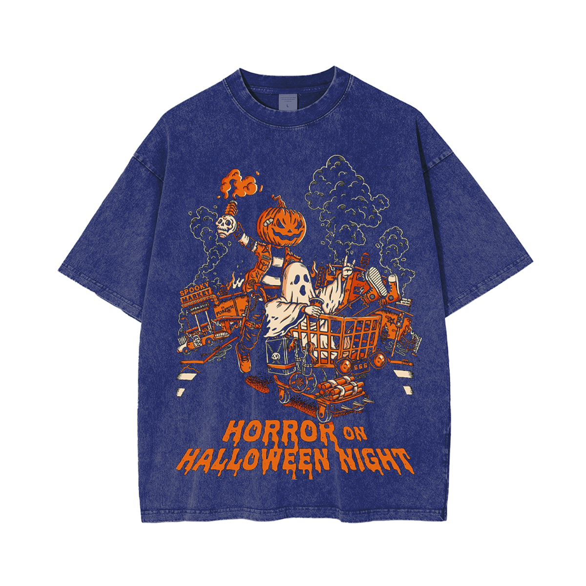 Horror on Halloween Night Unisex Washed T-Shirt