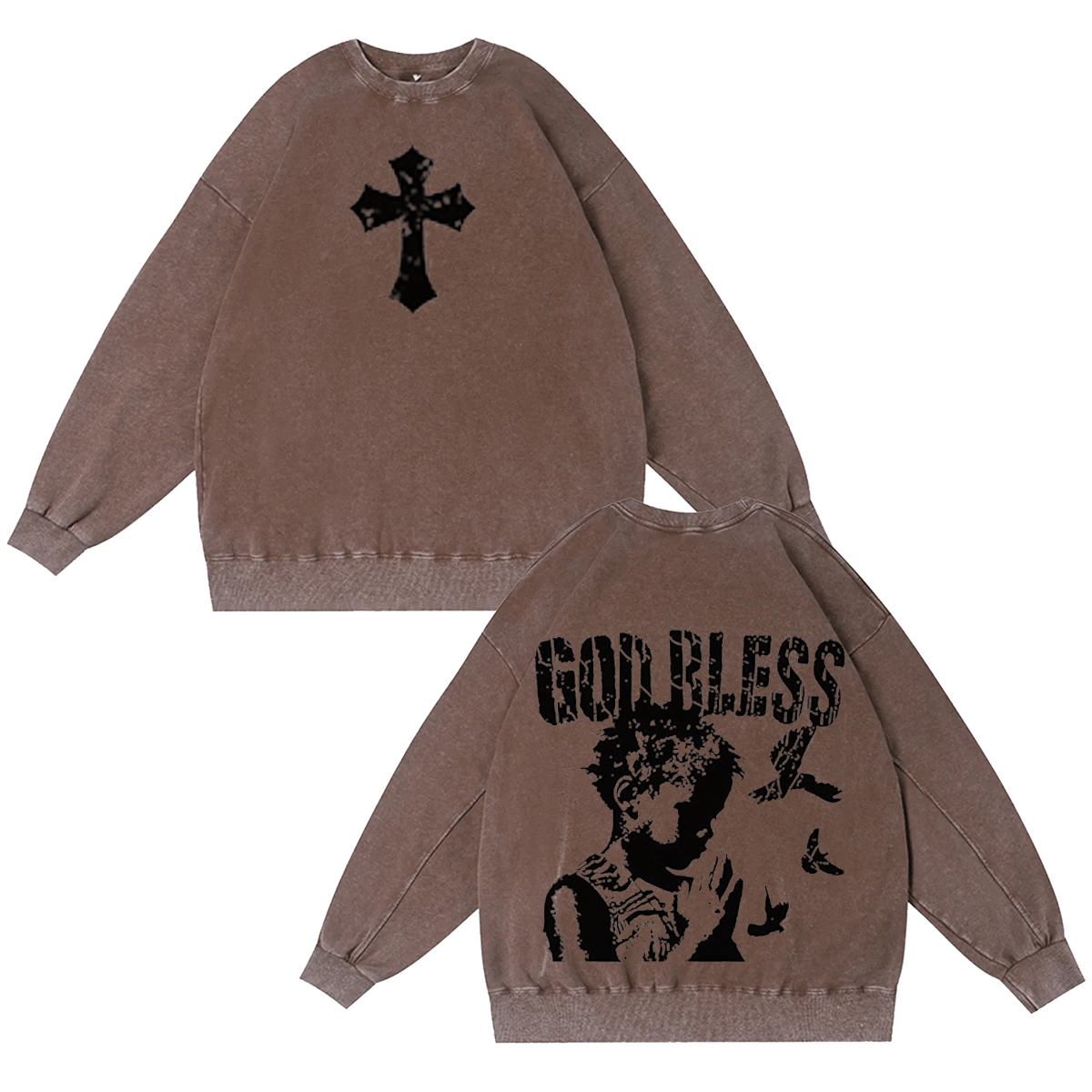 Child Of God Praying For Peace Print Acid Vintage Washed T-shirt/Crewneck/Hoodie