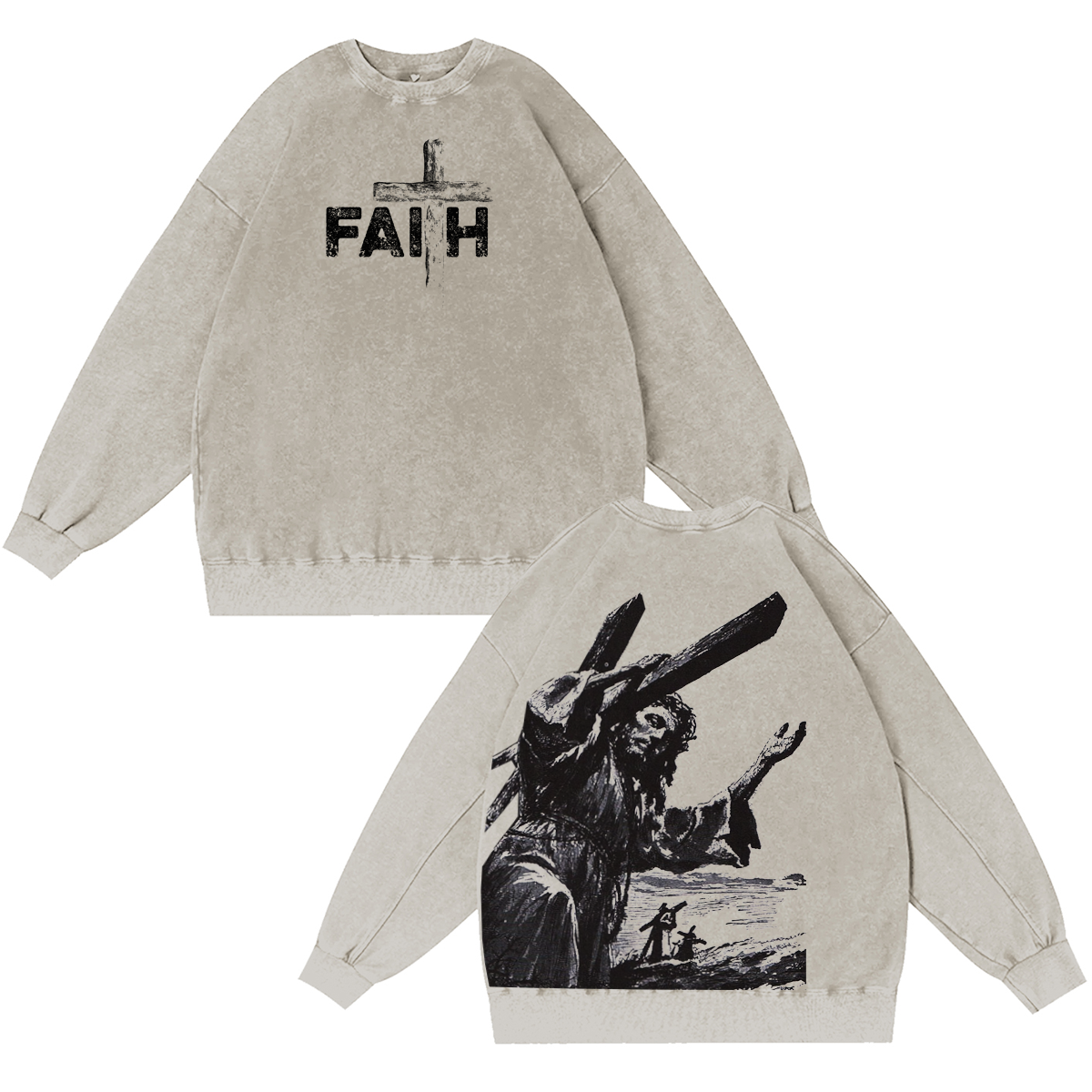 Jesus Christ Carrying The Cross Vintage Washed T-shirt/Crewneck/Hoodie