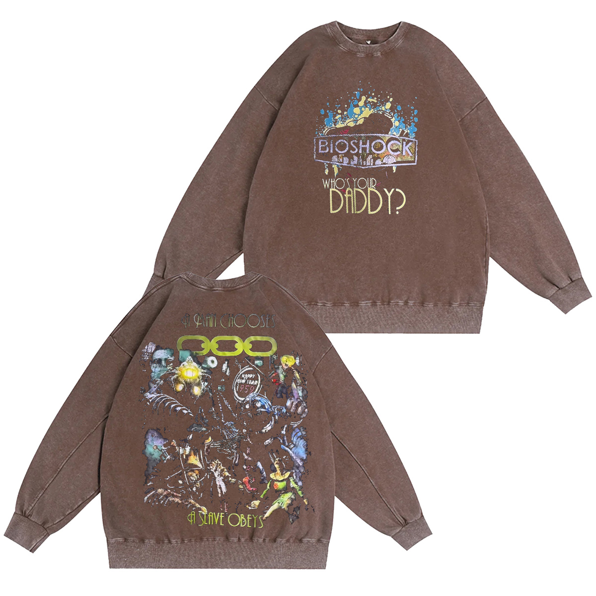 Bioshock Art Horror FSP Game Vintage Washed T-shirt/Crewneck/Hoodie