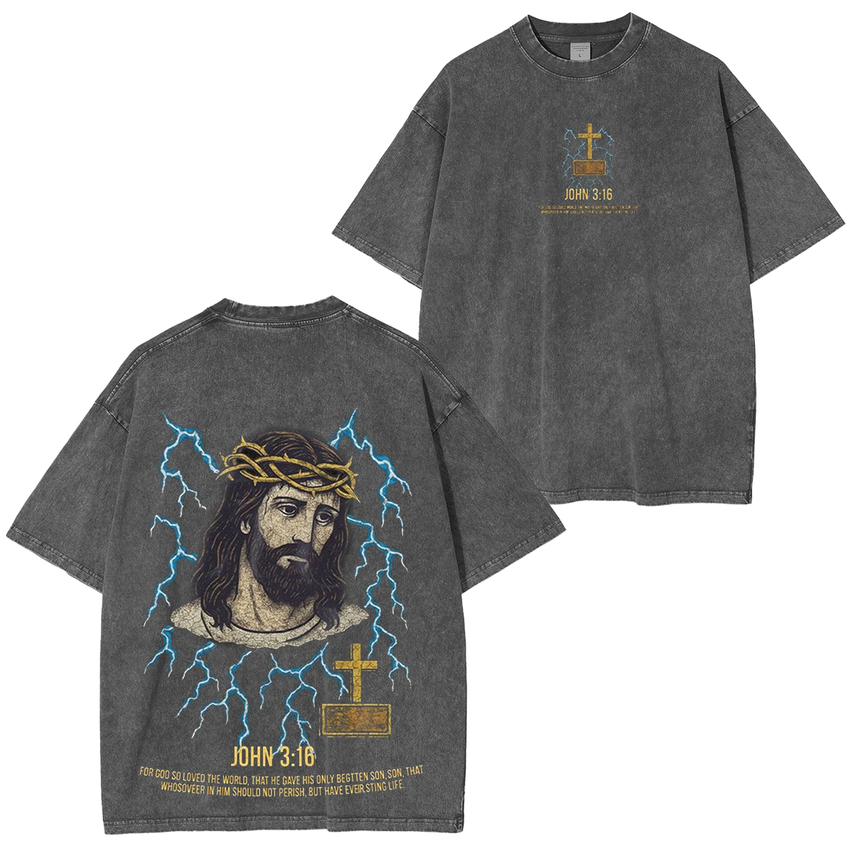 Vintage American Thunder Jesus Lightning Unisex Washed T-shirt/Crewneck/Hoodie