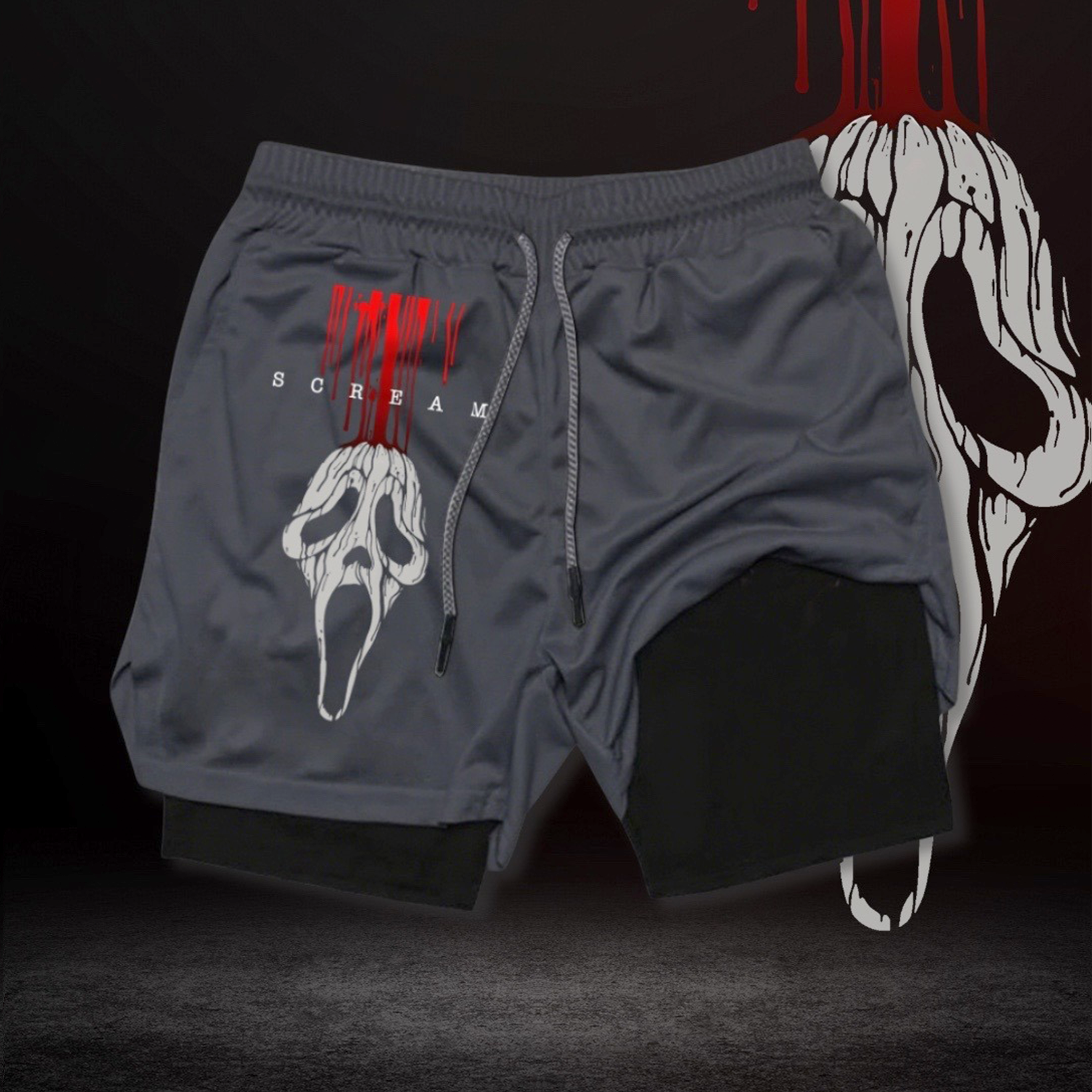 Ghostface,Scream Graphic Gym Shorts