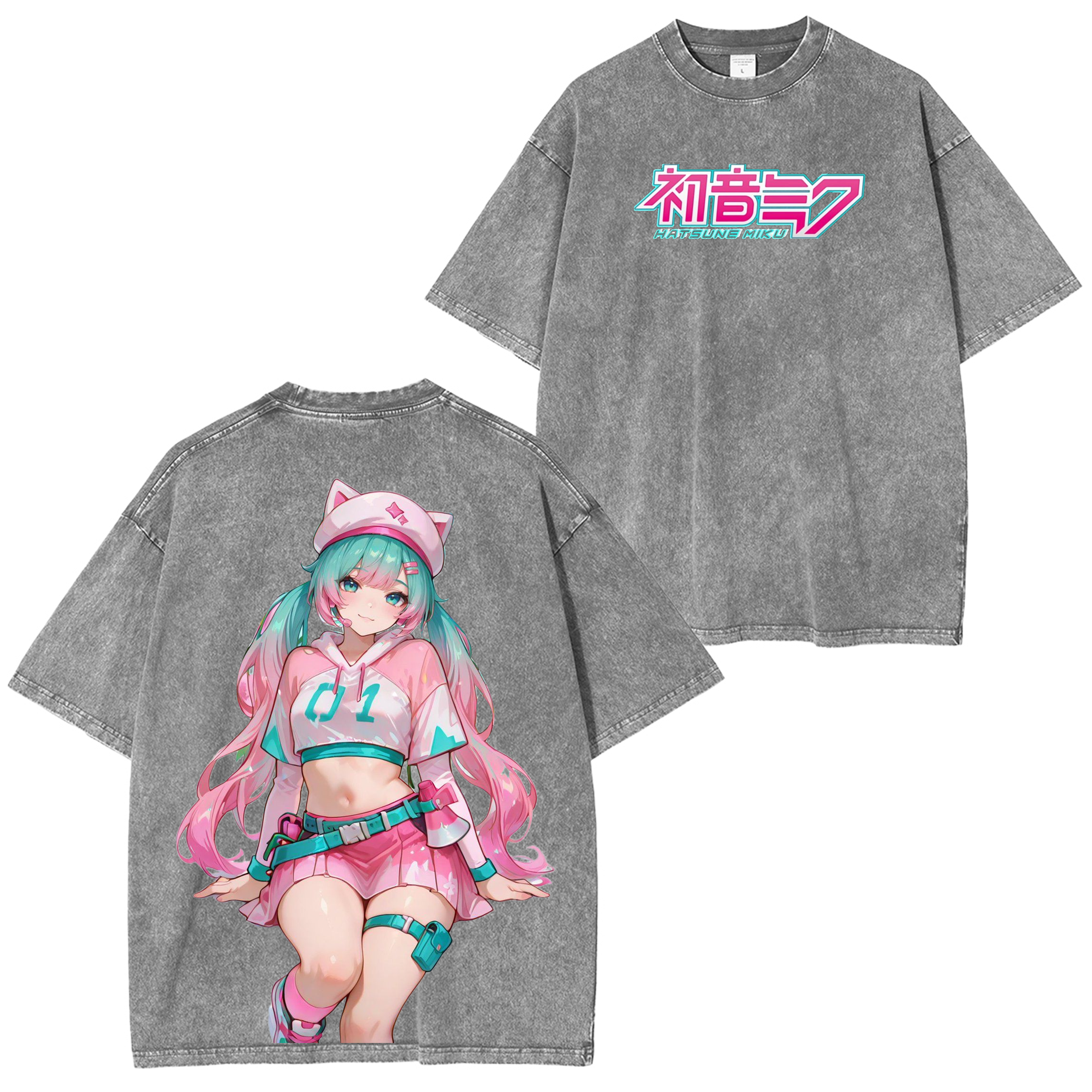 Hatsune Miku “Digital Diva” Oversized Vintage Unisex Washed T-Shirt