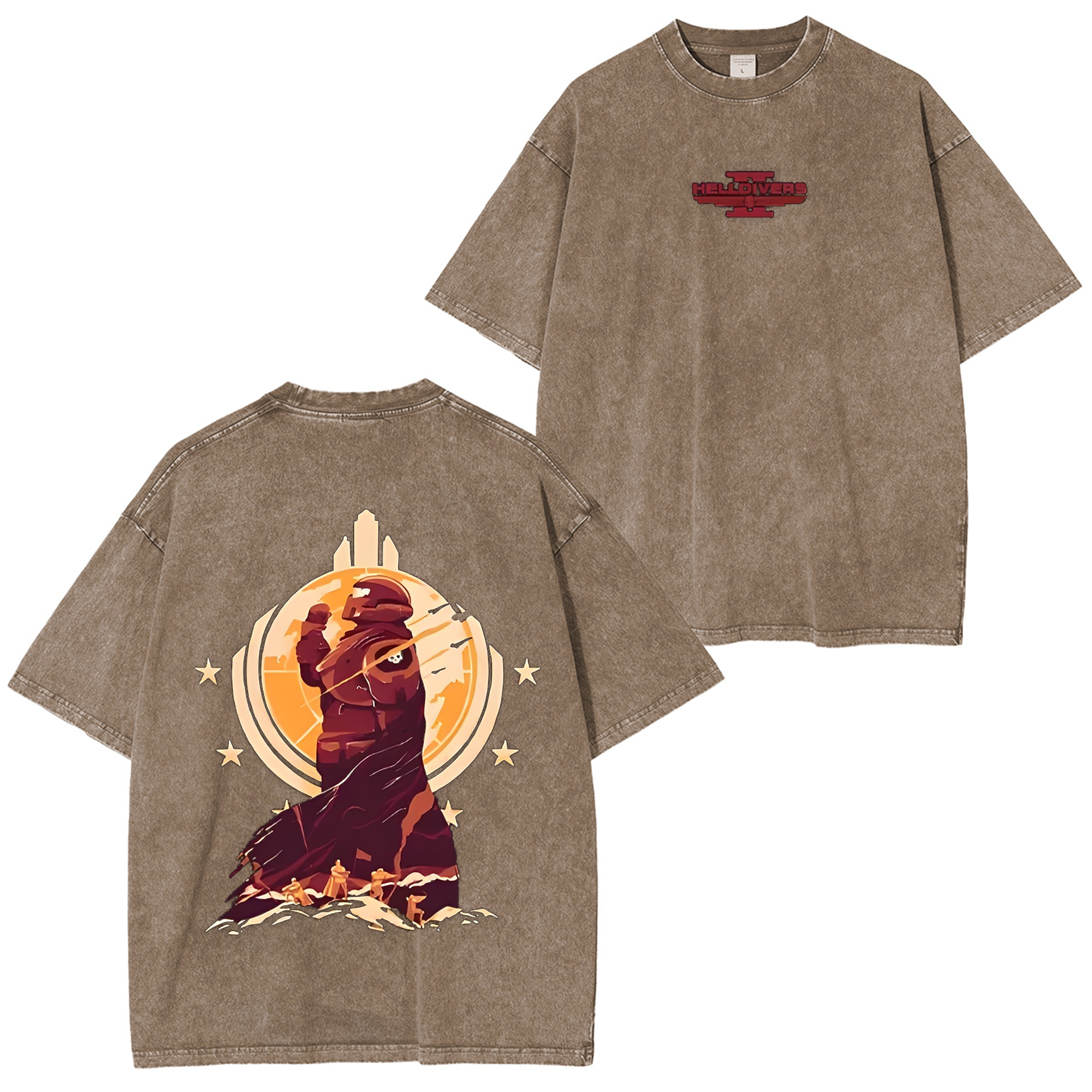 Helldivers 2 Oversized Vintage Unisex Washed T-Shirt