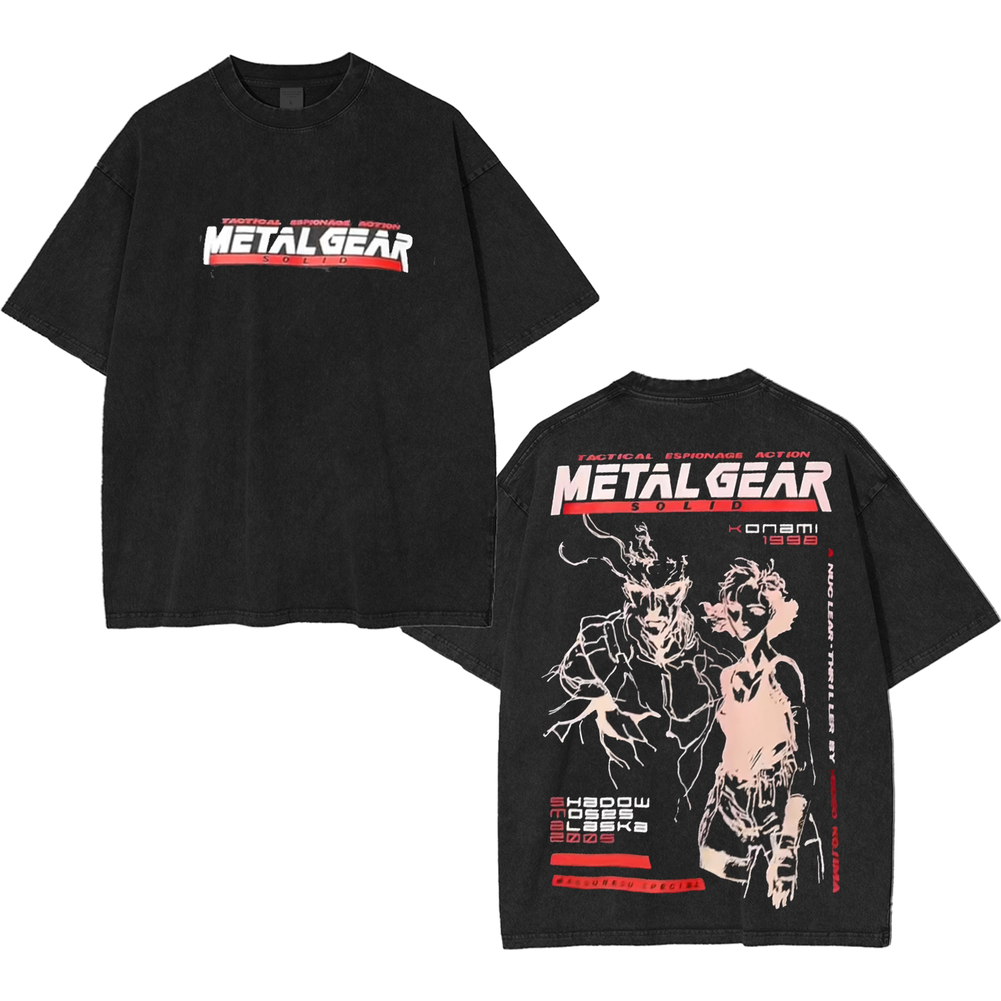 Metal Gear Unisex Washed T-Shirt-Back