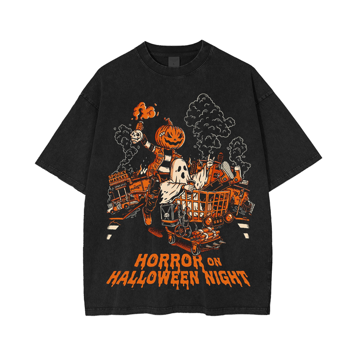 Horror on Halloween Night Unisex Washed T-Shirt