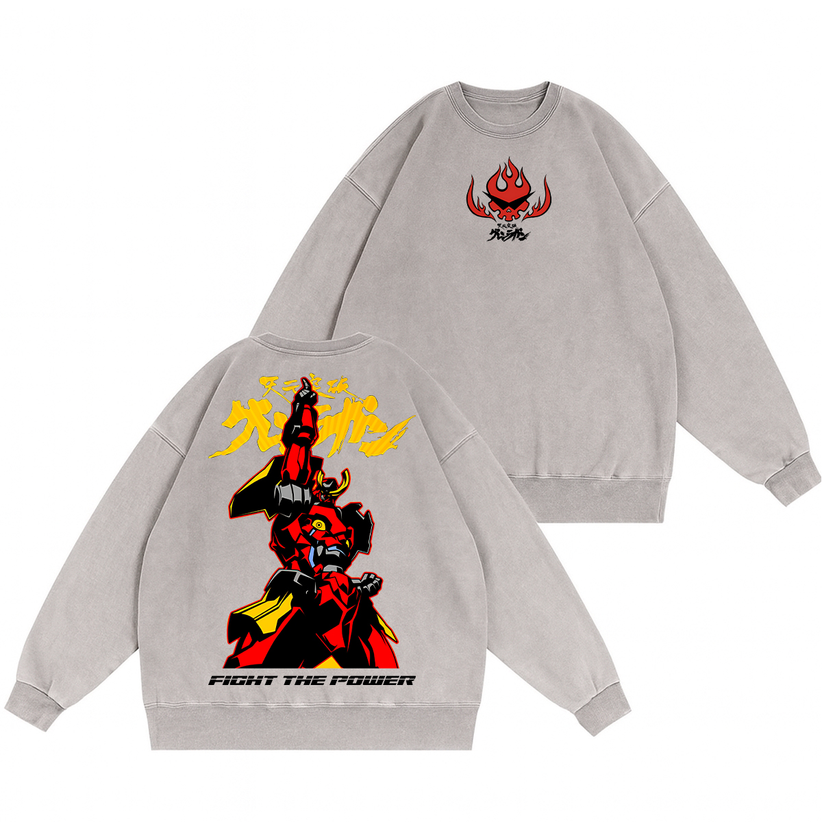 Gurren Lagann Unisex Washed Crewneck Sweatshirt