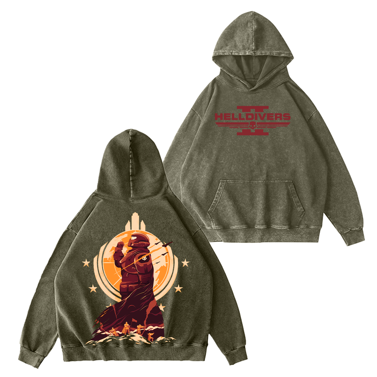Helldivers 2  Unisex Washed Hoodie