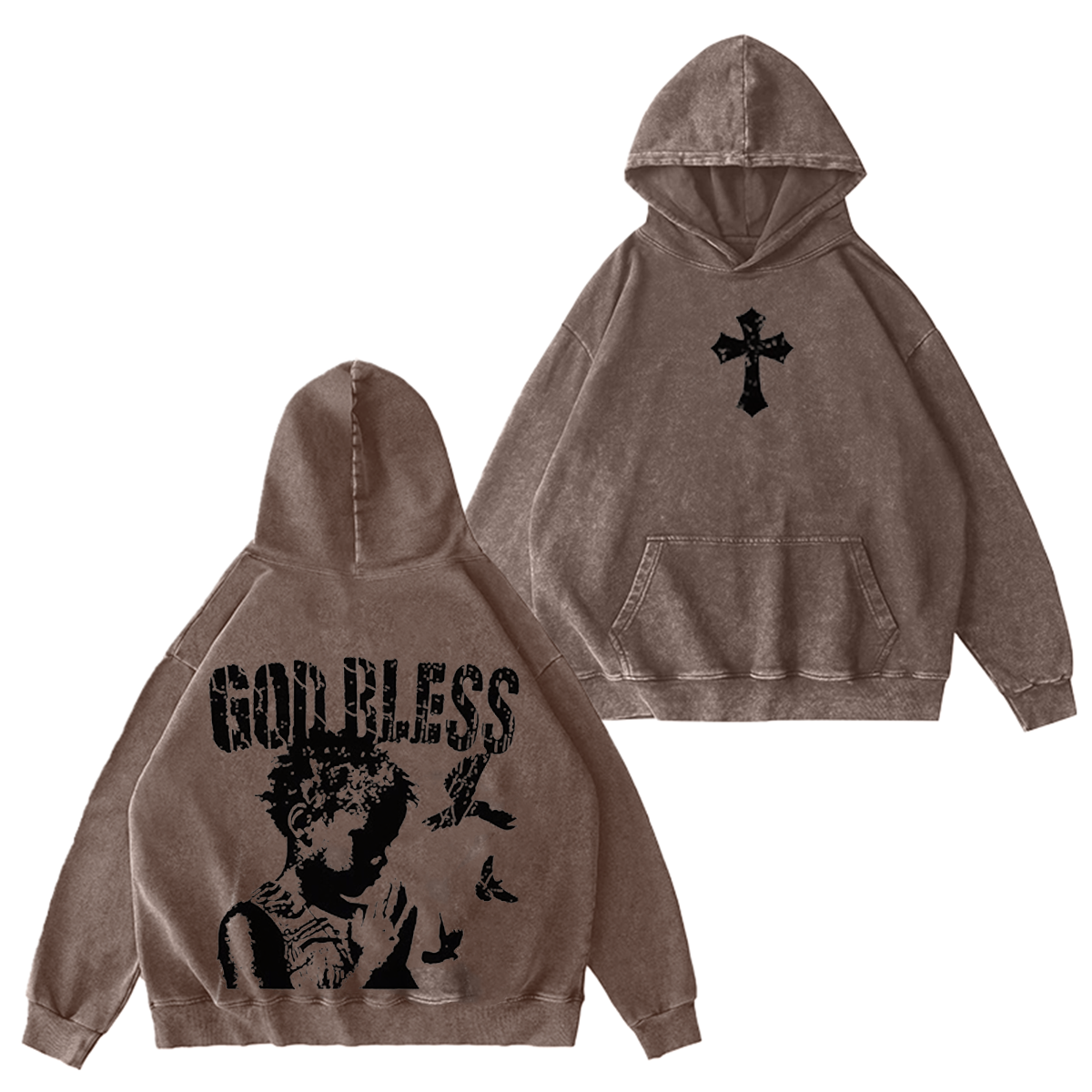 Child Of God Praying For Peace Print Acid Vintage Washed T-shirt/Crewneck/Hoodie