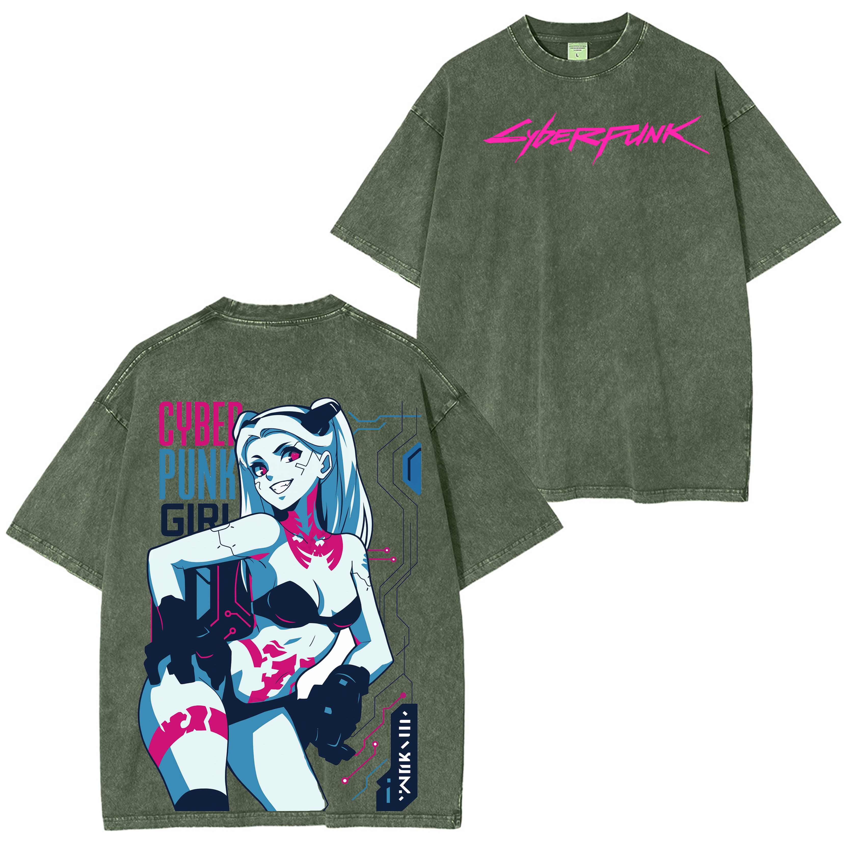 Cyberpunk Edgerunners 2077 Vintage Unisex Washed T-Shirt