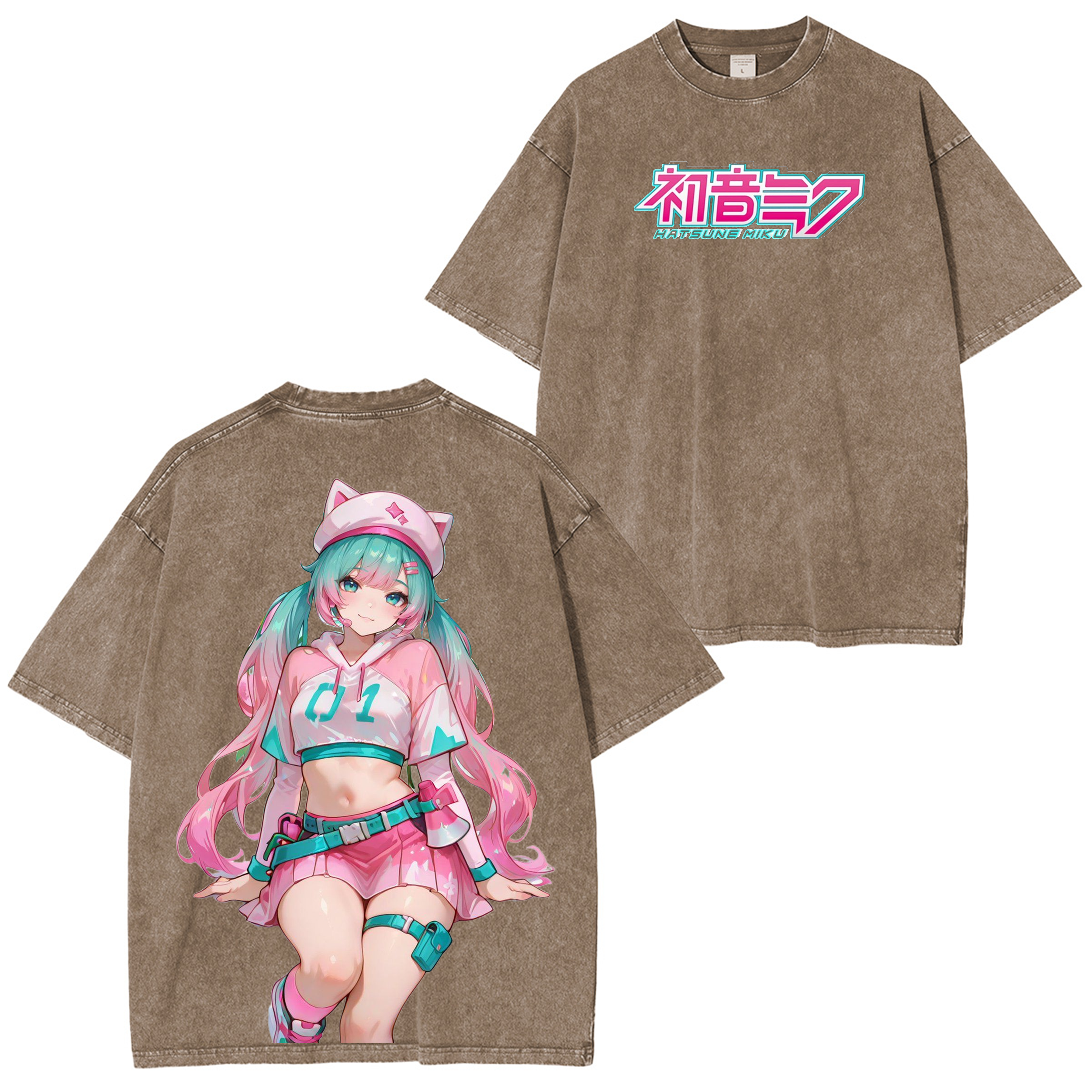Hatsune Miku “Digital Diva” Oversized Vintage Unisex Washed T-Shirt