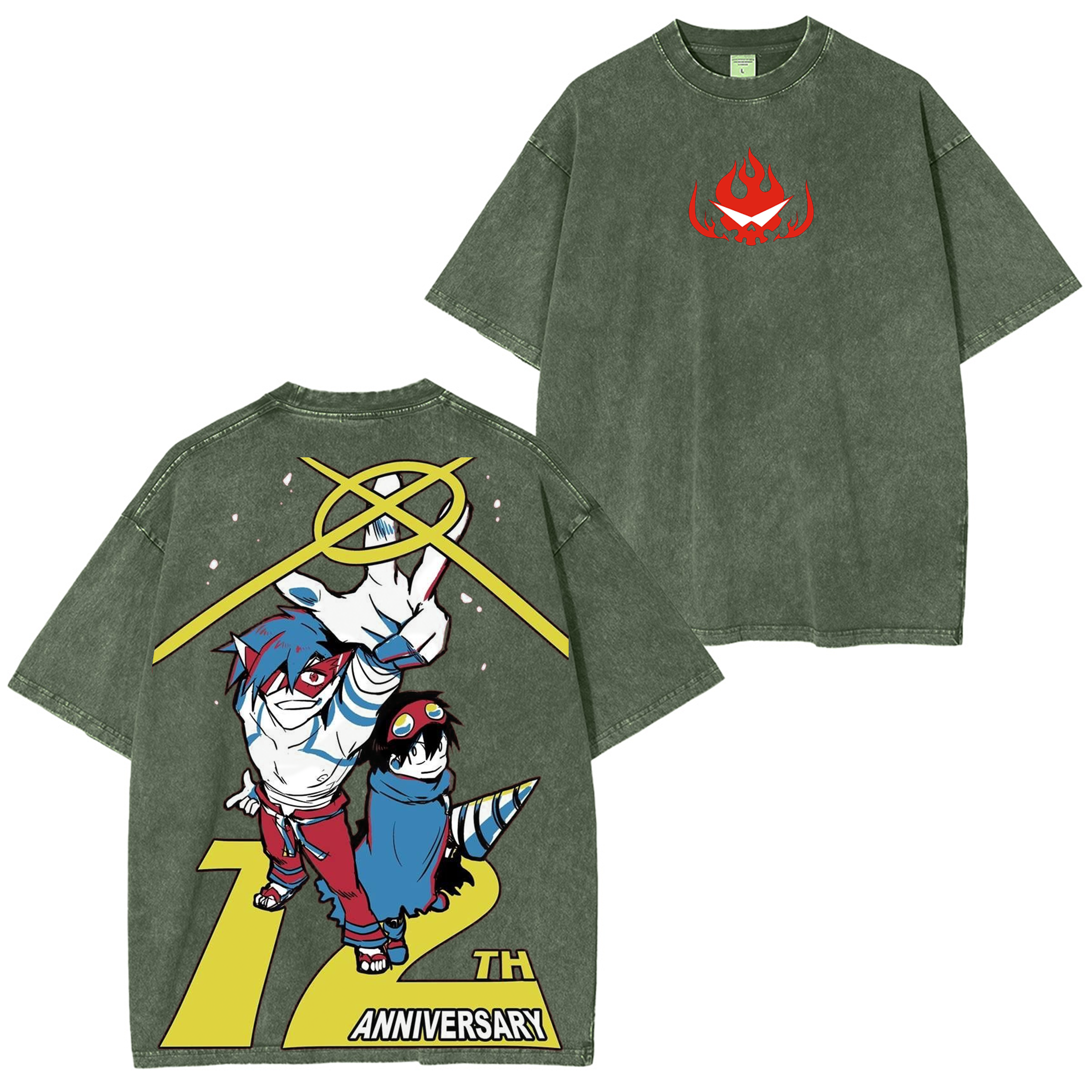Tengen Toppa Gurren Lagann Vintage Unisex Washed T-Shirt