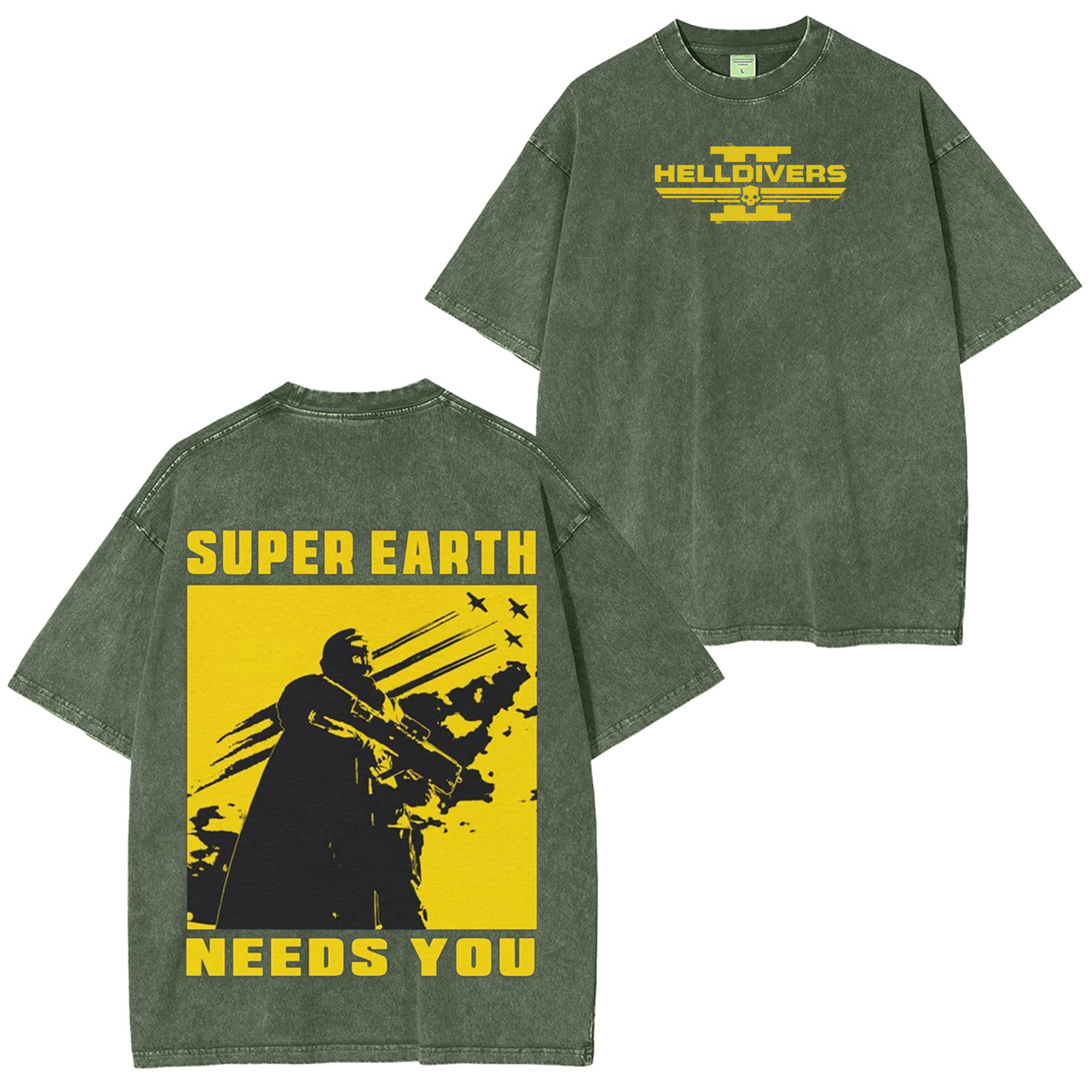 Super Earth Needs you Helldivers 2 Vintage Unisex Washed T-Shirt