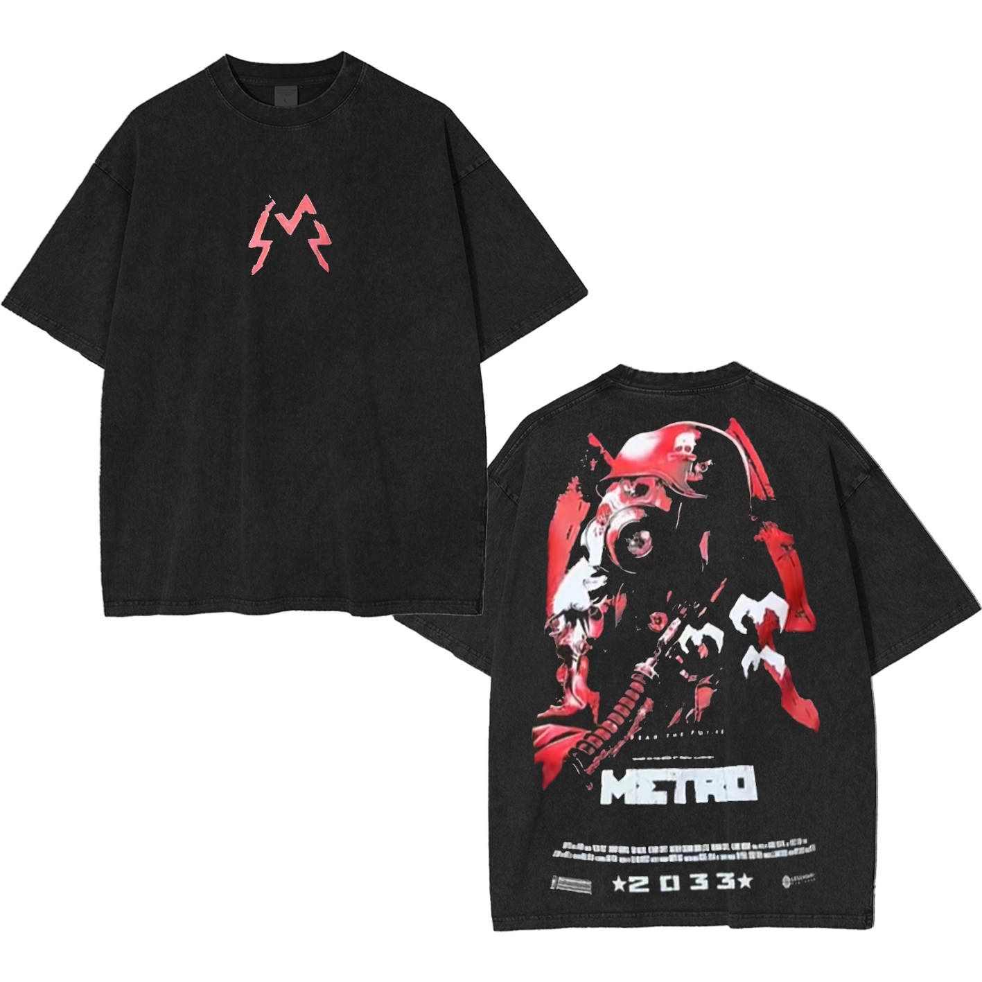 Metro 2033 Unisex Washed T-Shirt-Back
