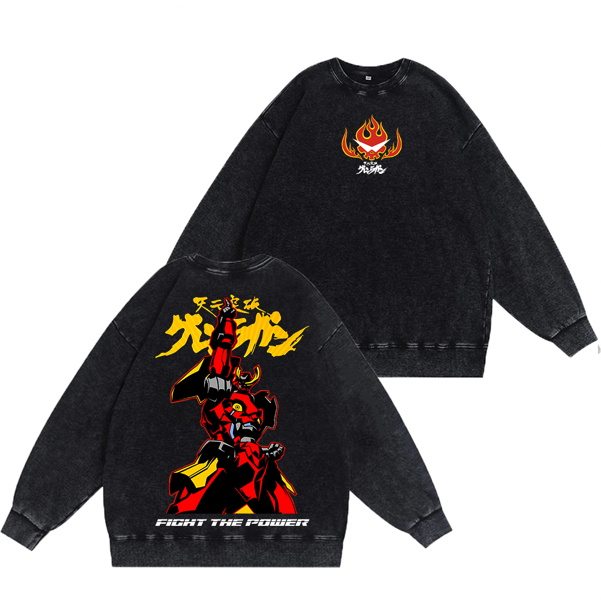 Gurren Lagann Unisex Washed Crewneck Sweatshirt