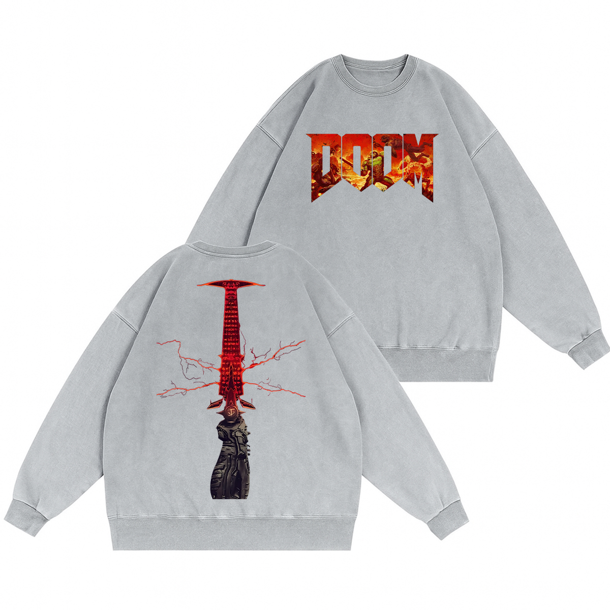 Doom Eternal Unisex Washed Crewneck Sweatshirt