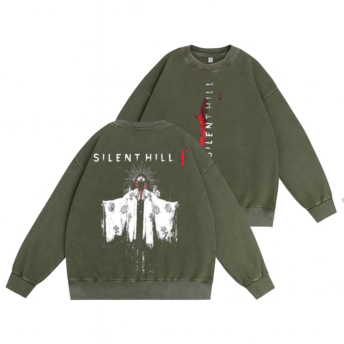 Silent Hill F Unisex Washed Crewneck Sweatshirt