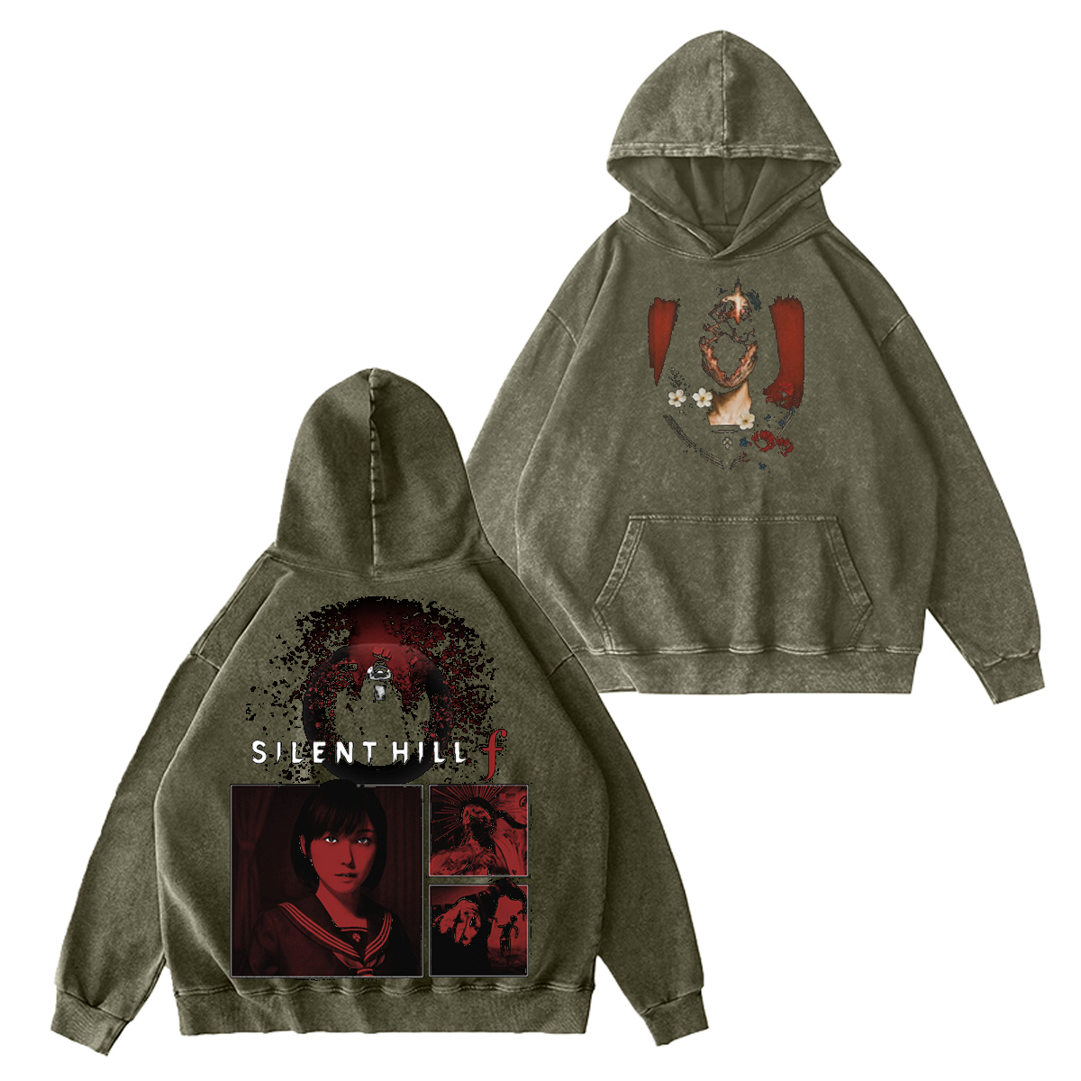 Silent Hill F Unisex Washed Hoodie