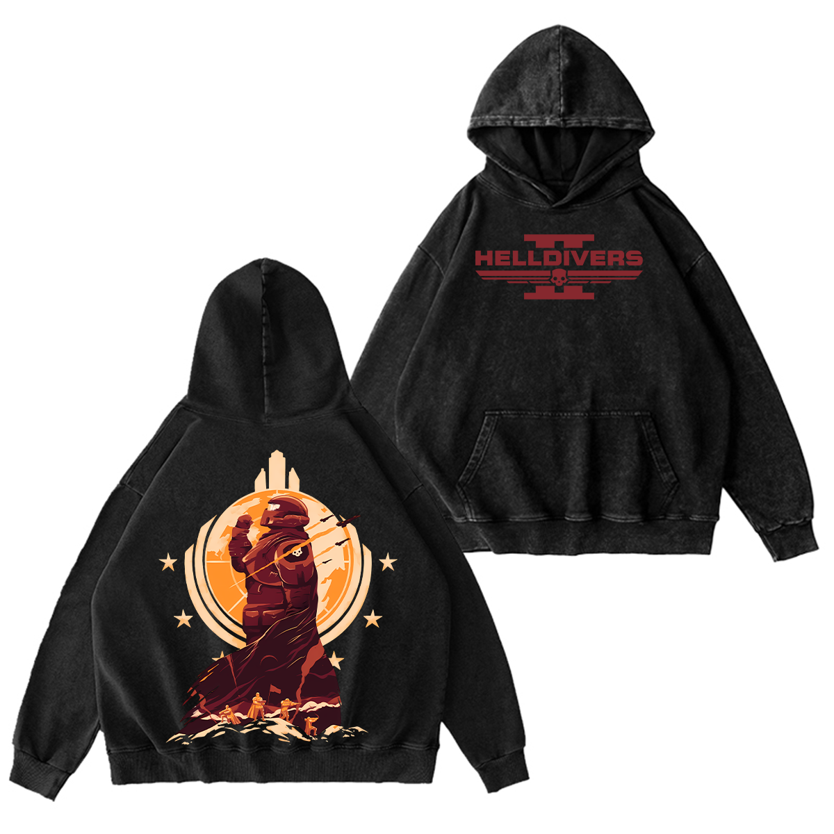 Helldivers 2  Unisex Washed Hoodie