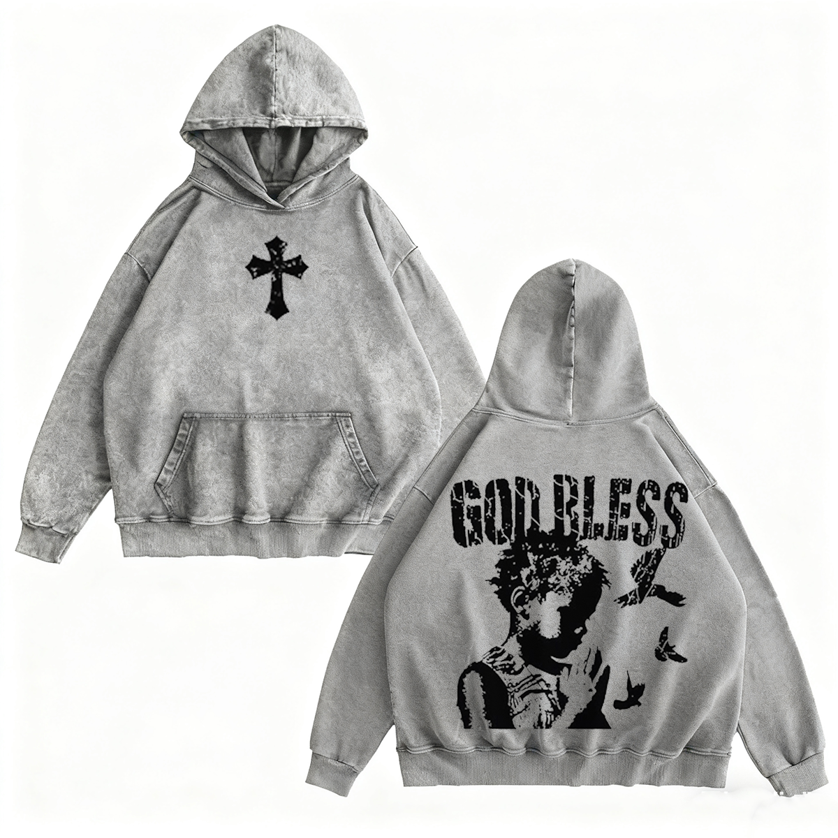 Child Of God Praying For Peace Print Acid Vintage Washed T-shirt/Crewneck/Hoodie
