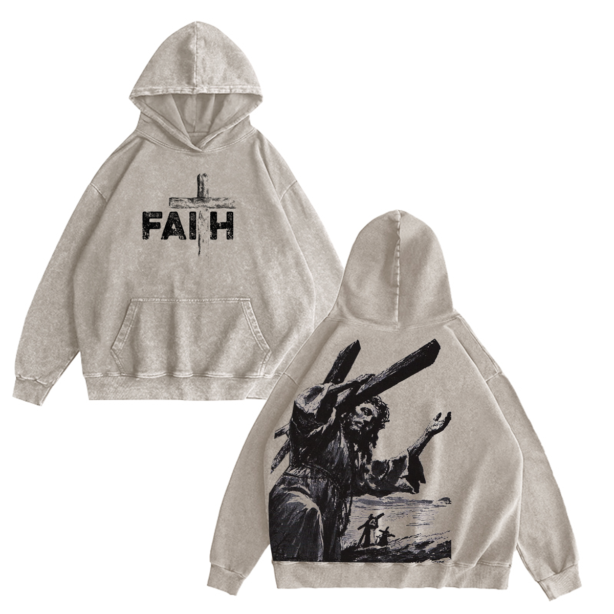 Jesus Christ Carrying The Cross Vintage Washed T-shirt/Crewneck/Hoodie