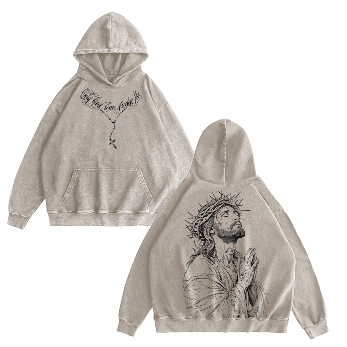 Jesus Crown Of Thorns Prayer Vintage Washed T-shirt/Crewneck/Hoodie