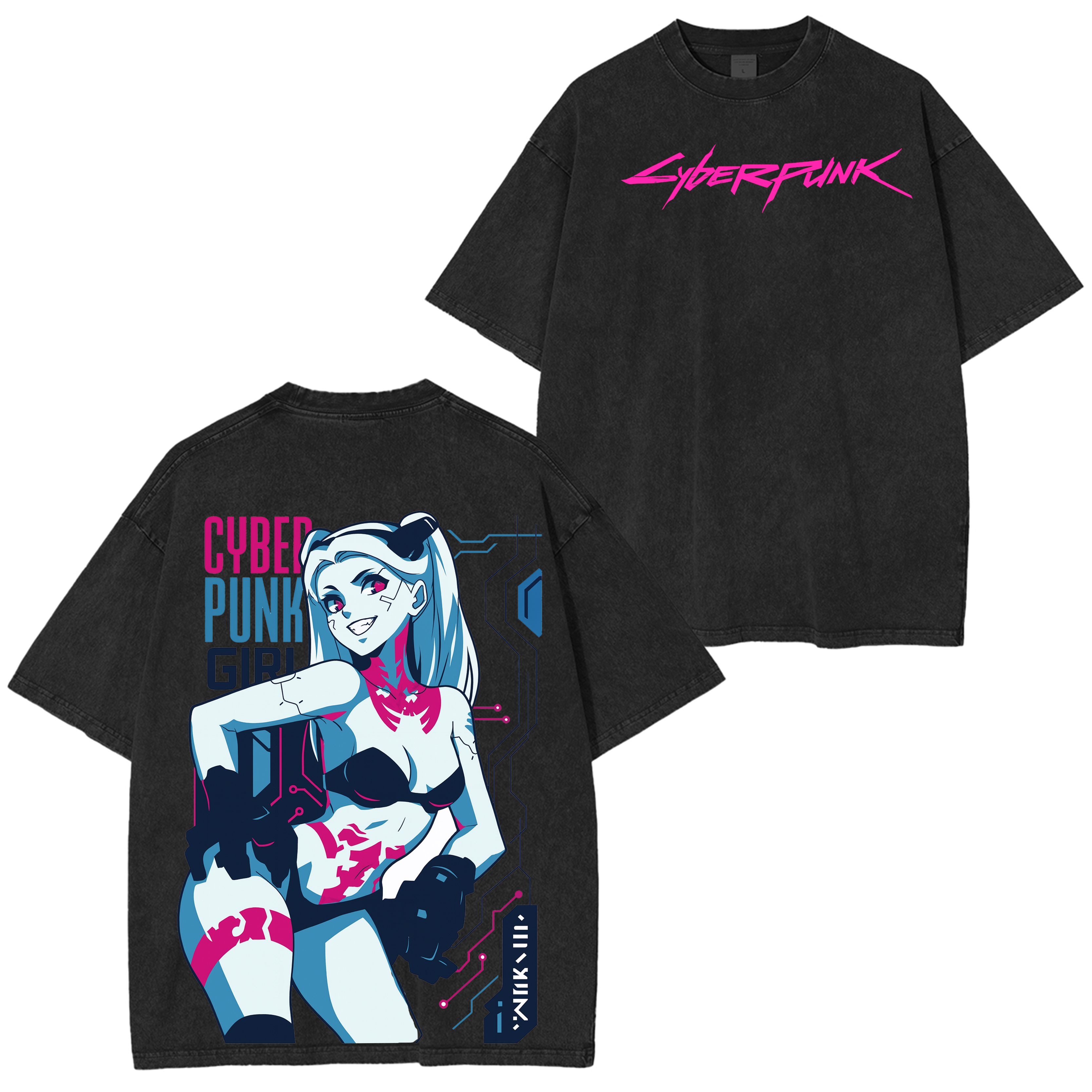 Cyberpunk Edgerunners 2077 Vintage Unisex Washed T-Shirt