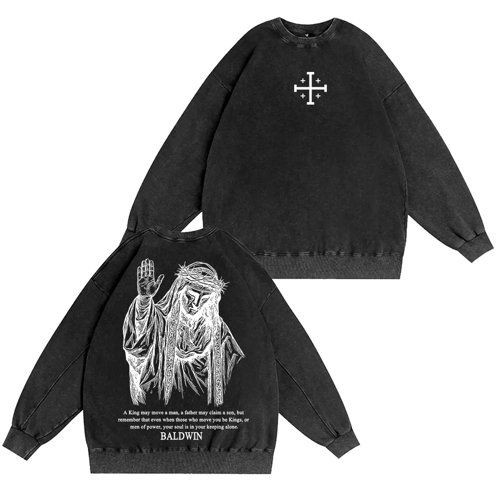 Baldwin IV never gave in to illness King of Jerusalem Unisex Washed Crewneck Sweatshirt