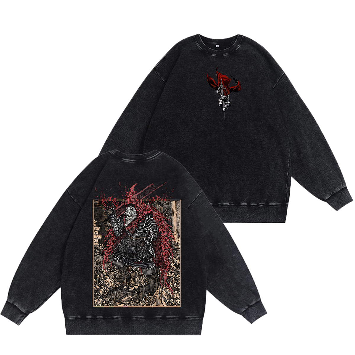 Dark Souls Slave Knight Gael Grim Unisex Washed Crewneck Sweatshirt
