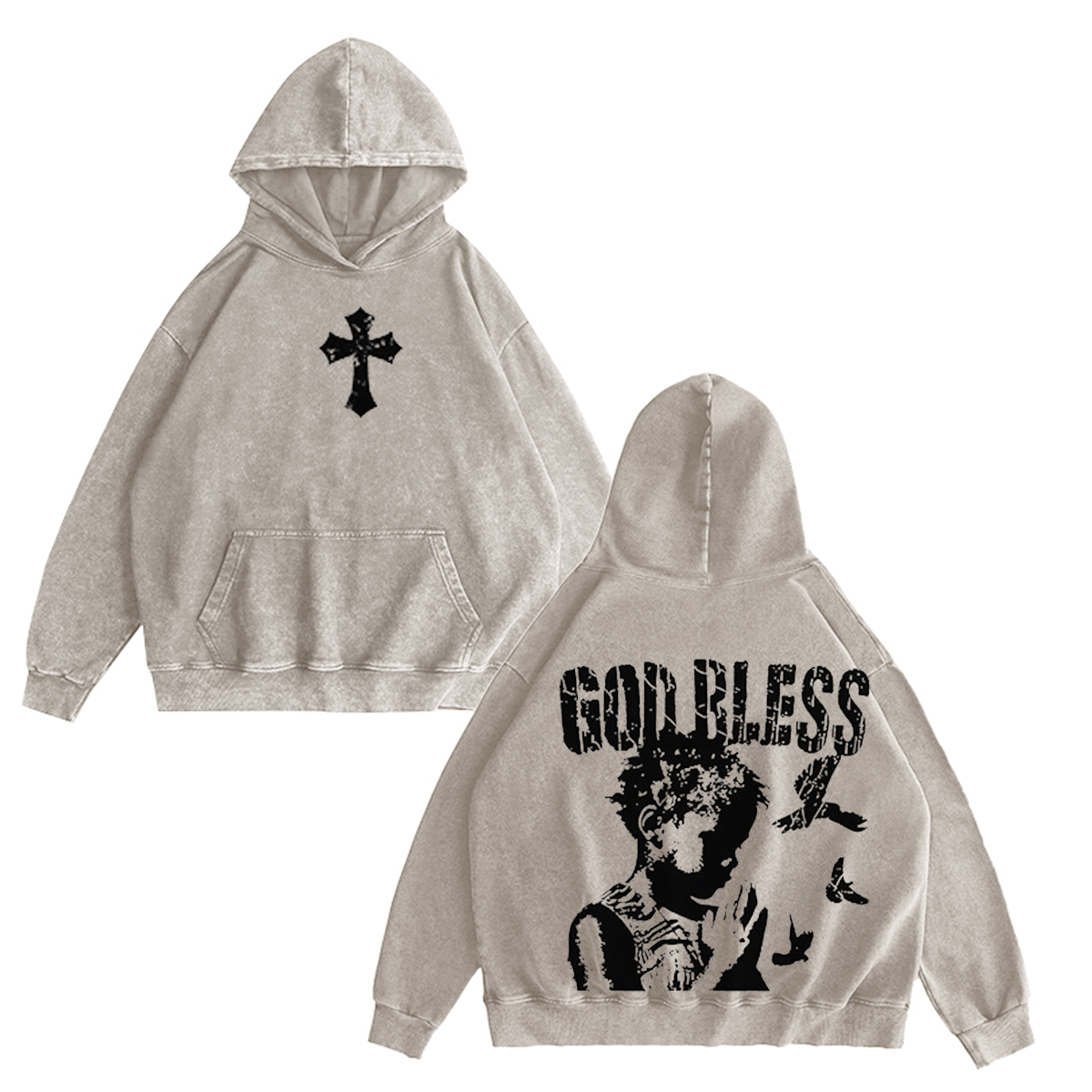 Child Of God Praying For Peace Print Acid Vintage Washed T-shirt/Crewneck/Hoodie