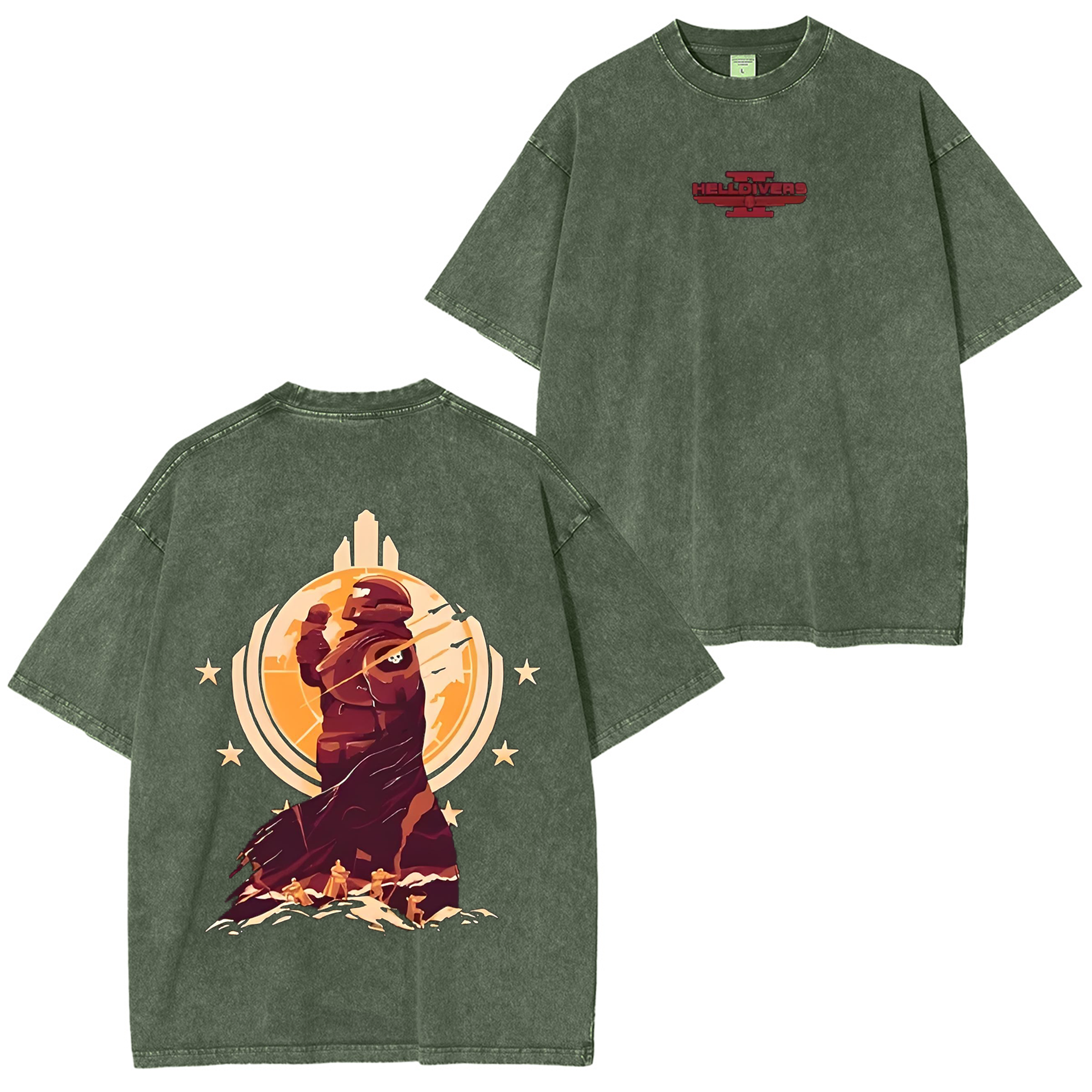 Helldivers 2 Oversized Vintage Unisex Washed T-Shirt