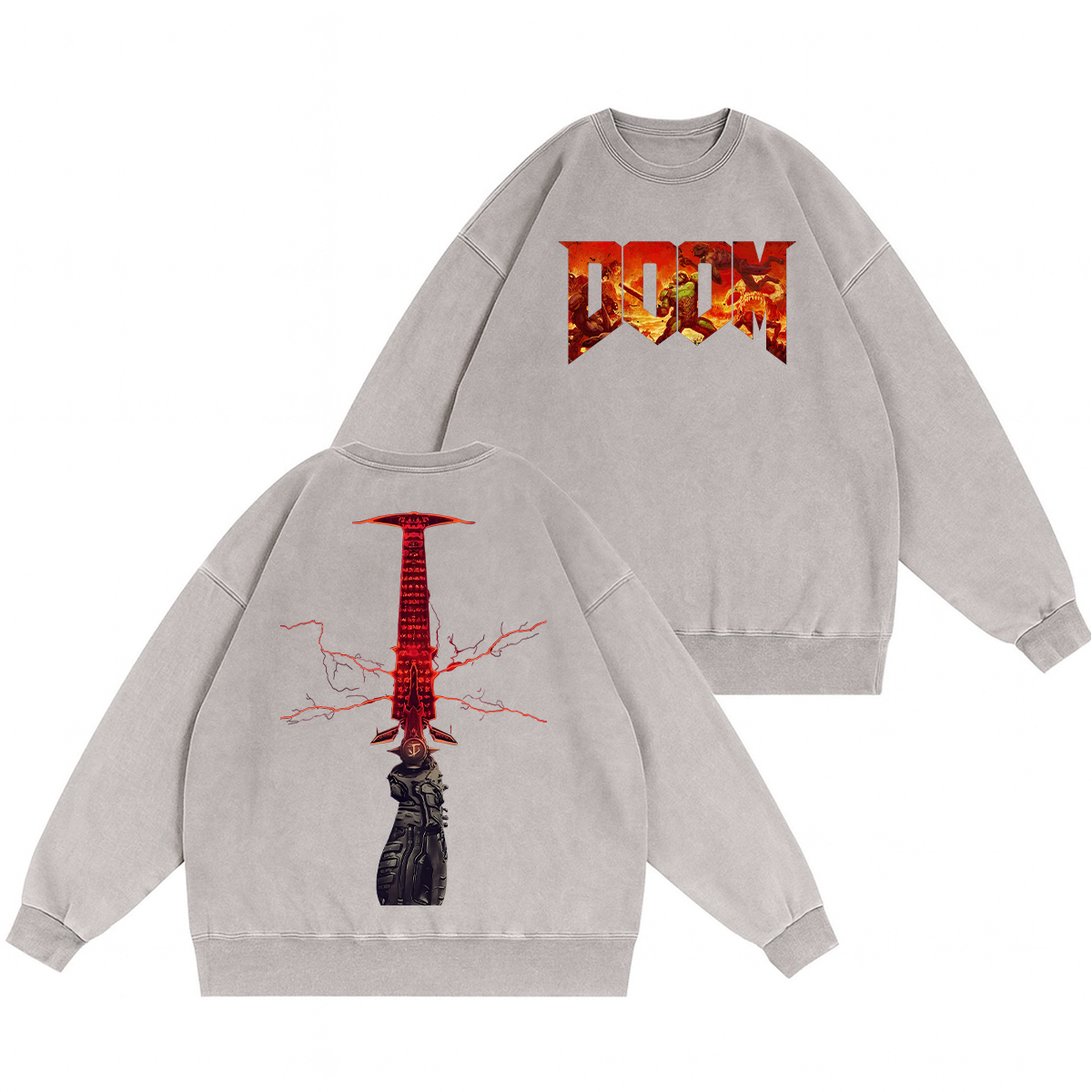 Doom Eternal Unisex Washed Crewneck Sweatshirt