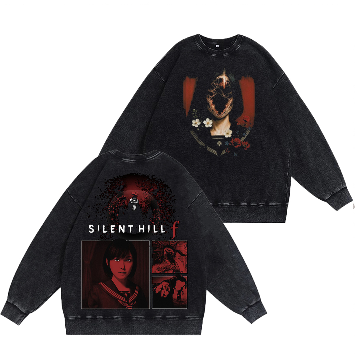 Silent Hill F Unisex Washed Crewneck Sweatshirt