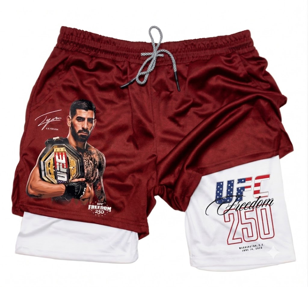 UFC FREEDOM COLLECTION] UFC FREEDOM 250 FIGHTERS  Printed Double Layer Shorts