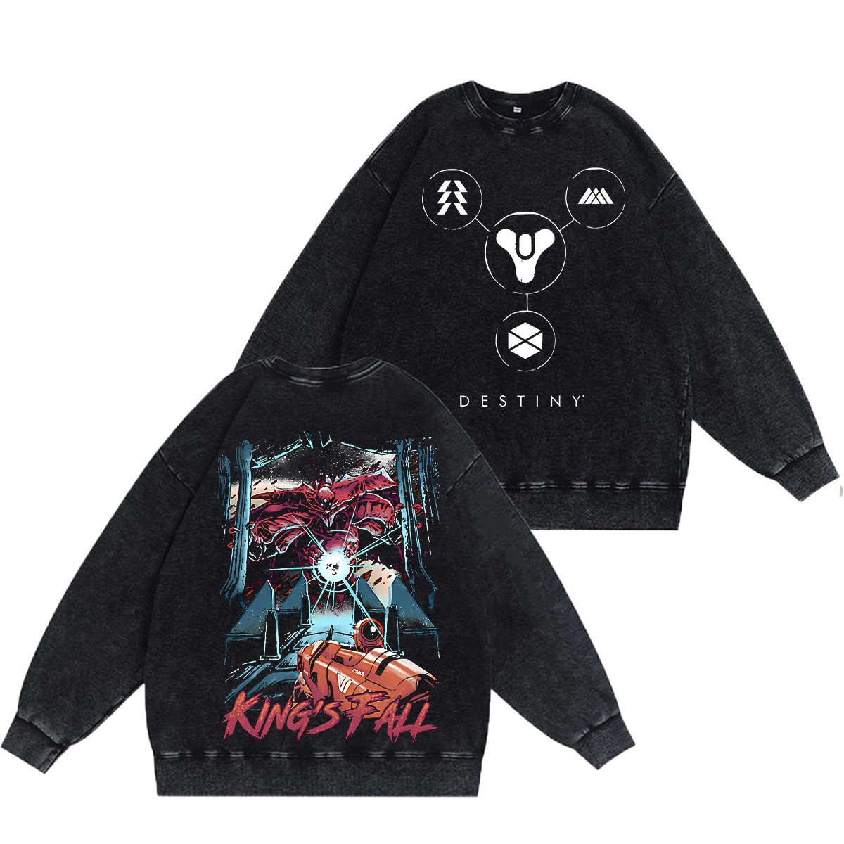 Destinys King's Fall Unisex Washed Crewneck Sweatshirt