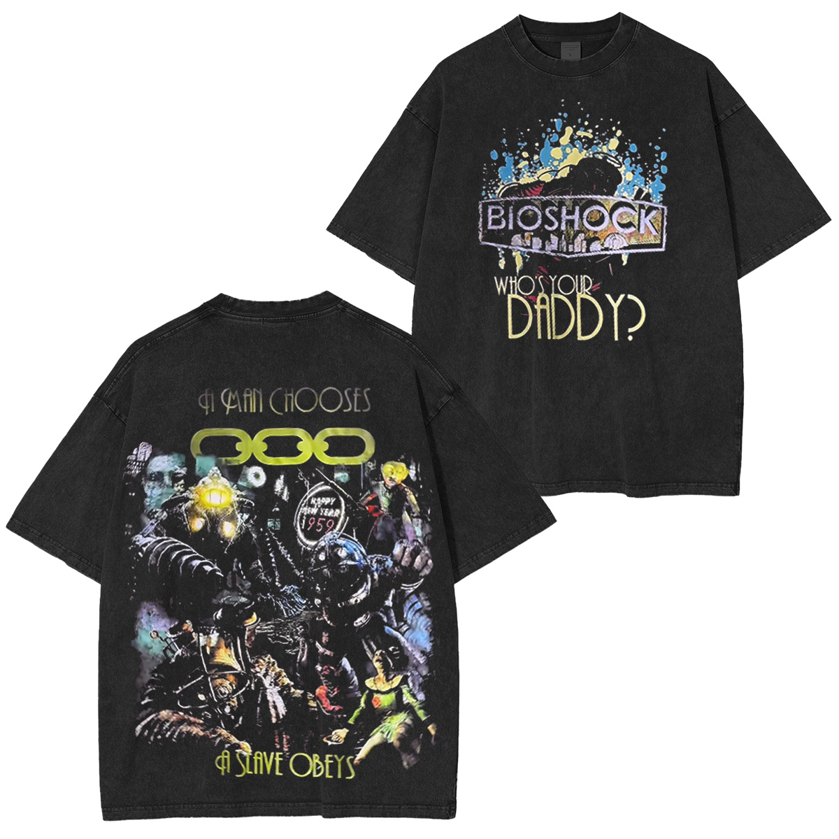 Bioshock Art Horror FSP Game Vintage Washed T-shirt/Crewneck/Hoodie