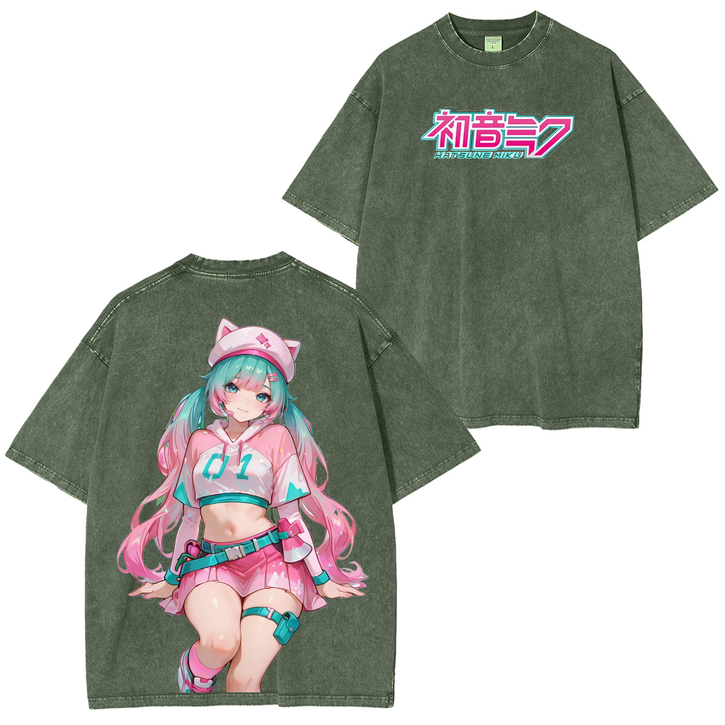 Hatsune Miku “Digital Diva” Oversized Vintage Unisex Washed T-Shirt