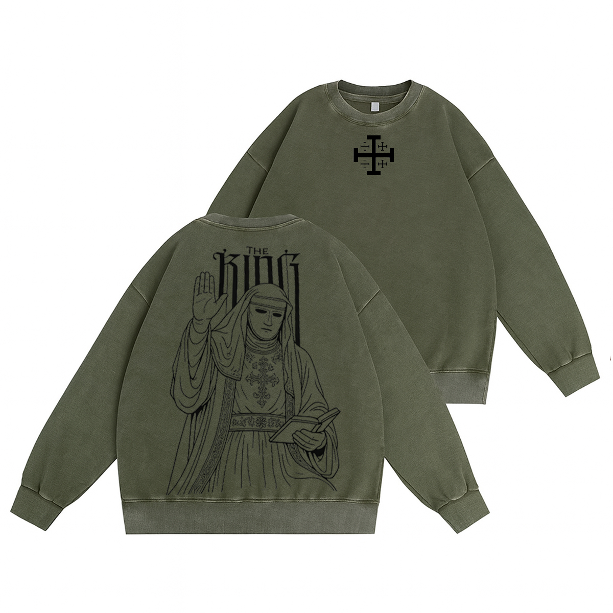 THE KING Unisex Washed Crewneck Sweatshirt