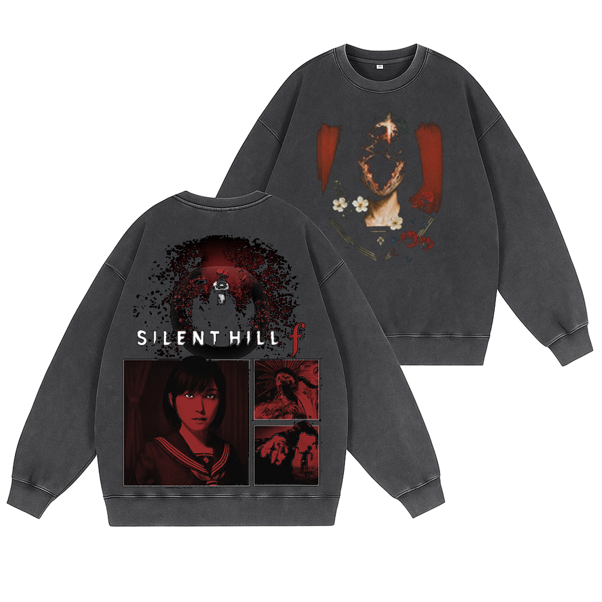 Silent Hill F Unisex Washed Crewneck Sweatshirt
