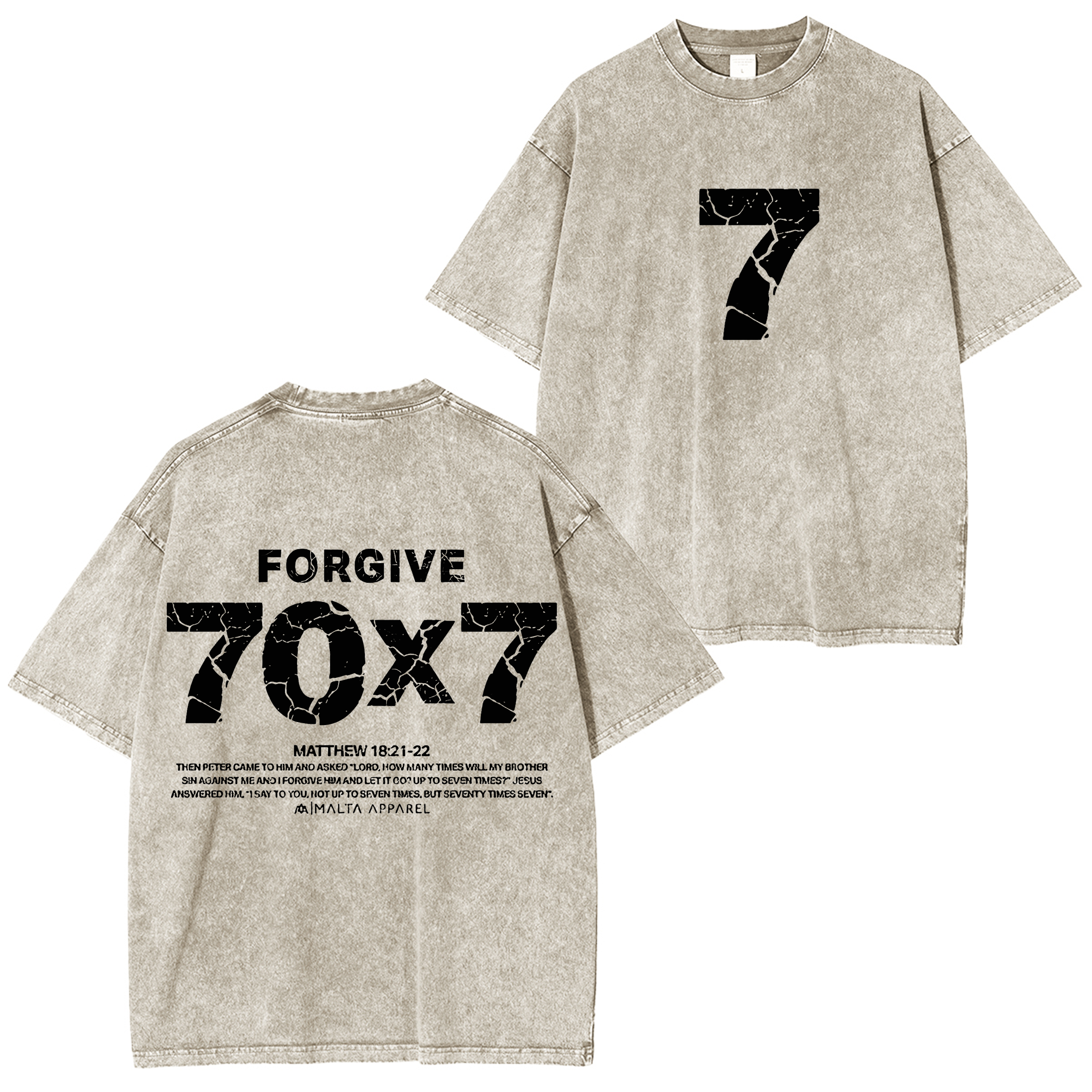 70x7 Drop Shoulder Vintage Unisex Washed T-Shirt