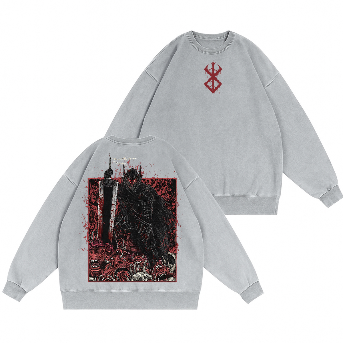 Guts Cursed Armor Grim Unisex Washed Crewneck Sweatshirt