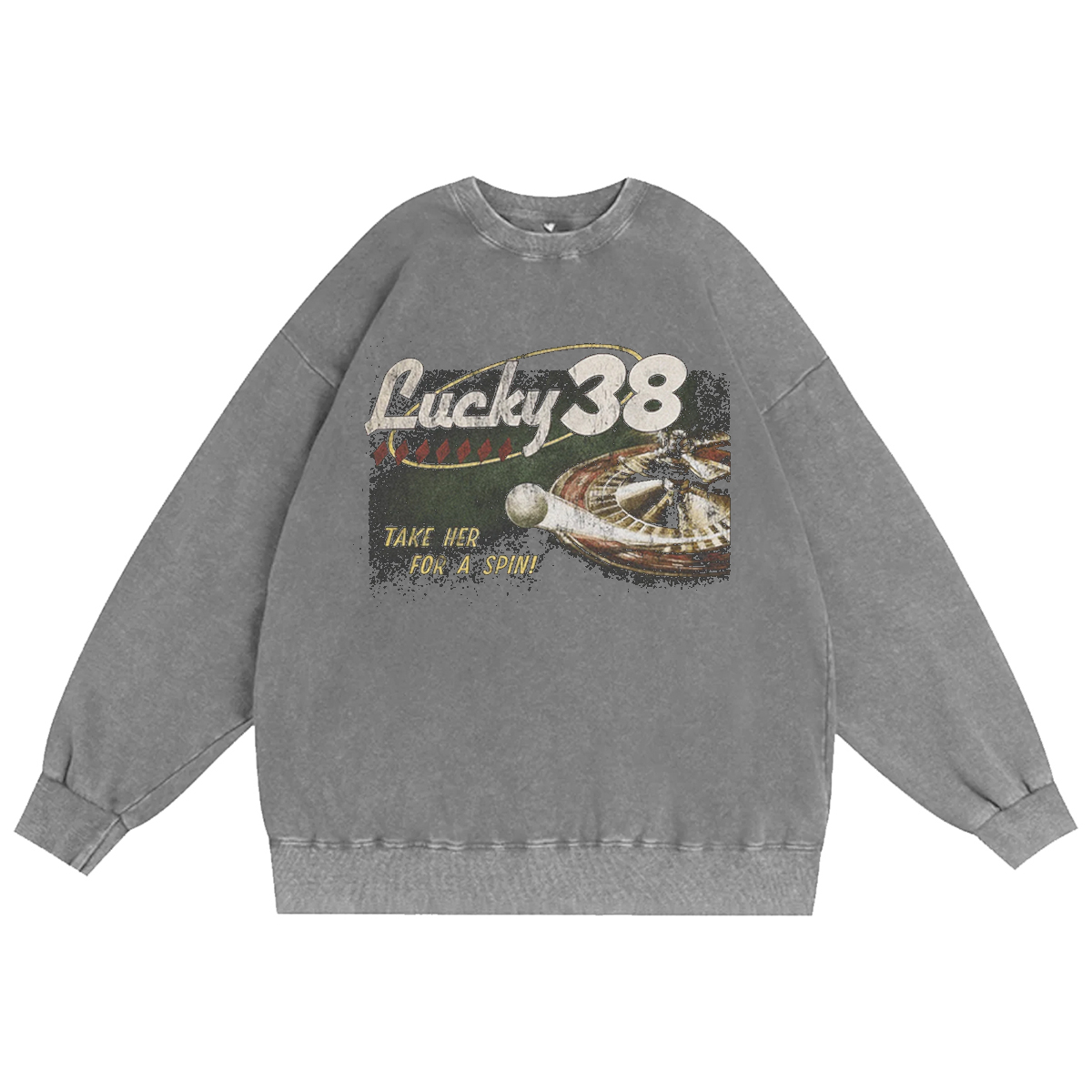 Lucky 38 Unisex Washed Crewneck Sweatshirt
