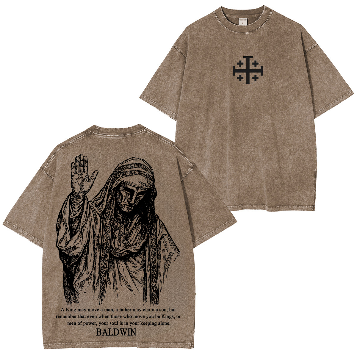 Baldwin IV never gave in to illness King of Jerusalem Version 2 Washed Unisex T-Shirt