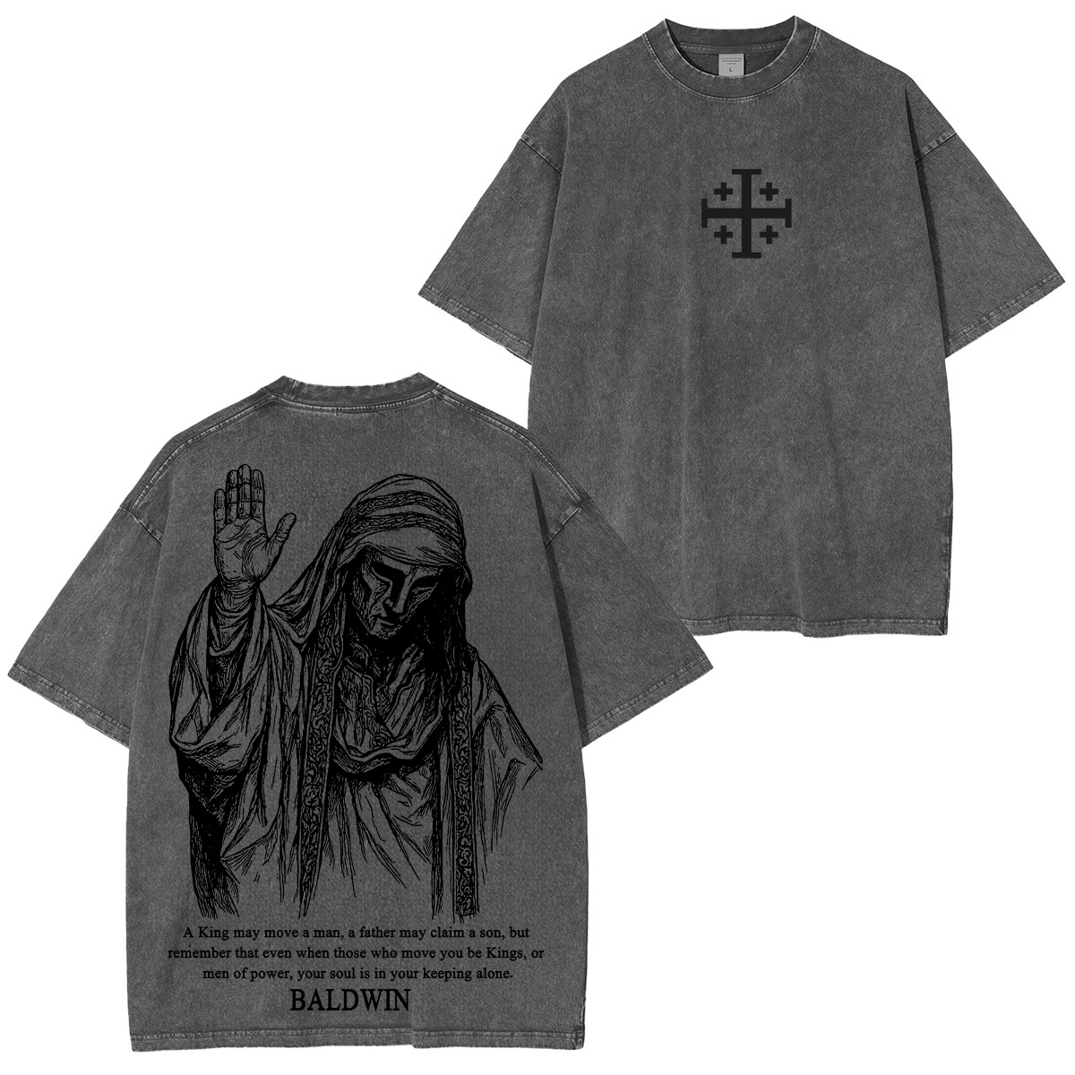 Baldwin IV never gave in to illness King of Jerusalem Version 2 Washed Unisex T-Shirt