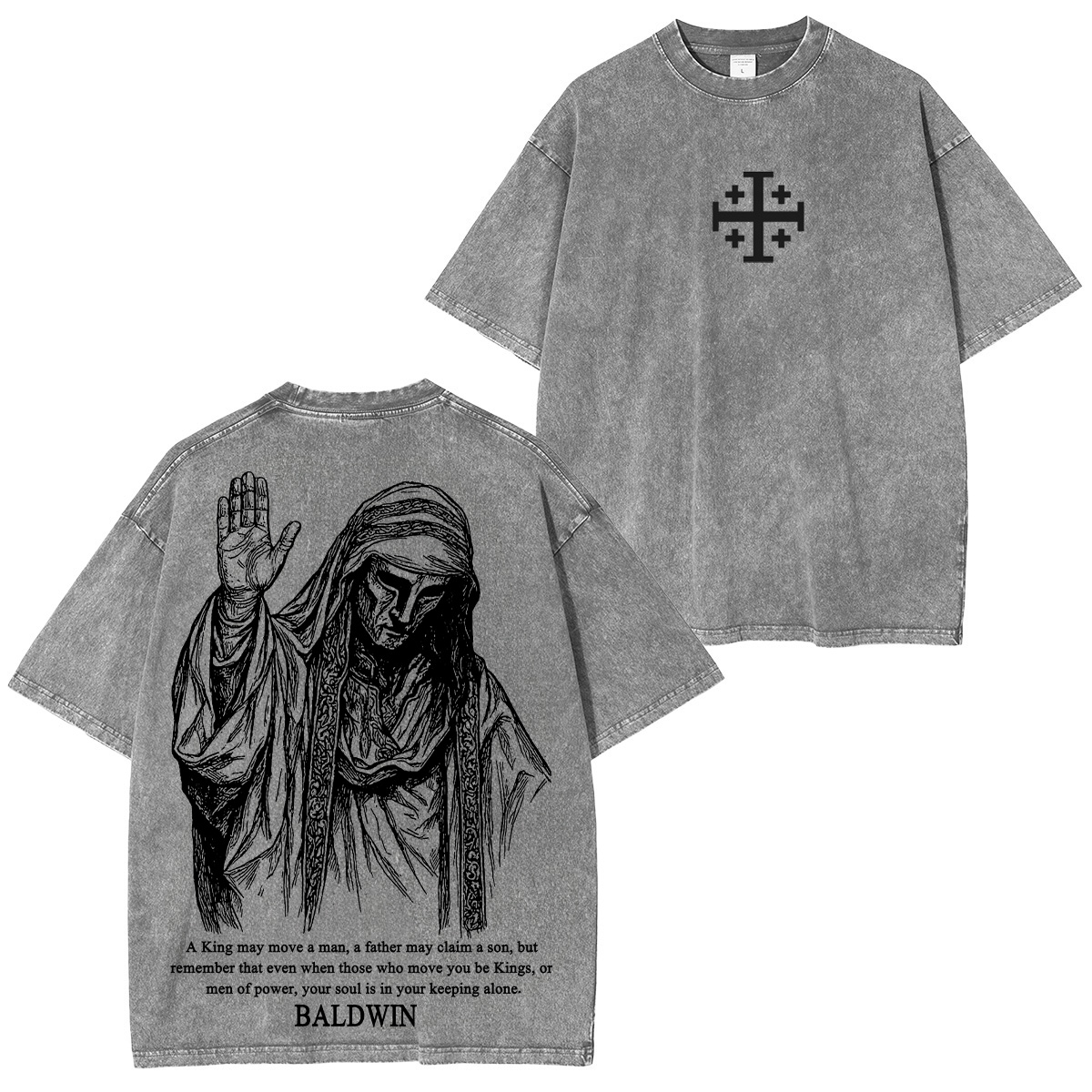 Baldwin IV never gave in to illness King of Jerusalem Version 2 Washed Unisex T-Shirt