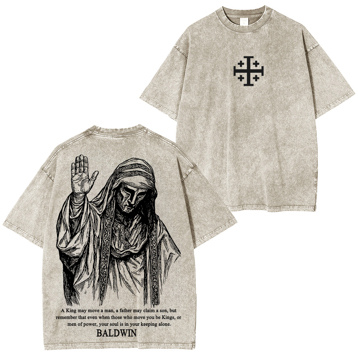 Baldwin IV never gave in to illness King of Jerusalem Version 2 Washed Unisex T-Shirt