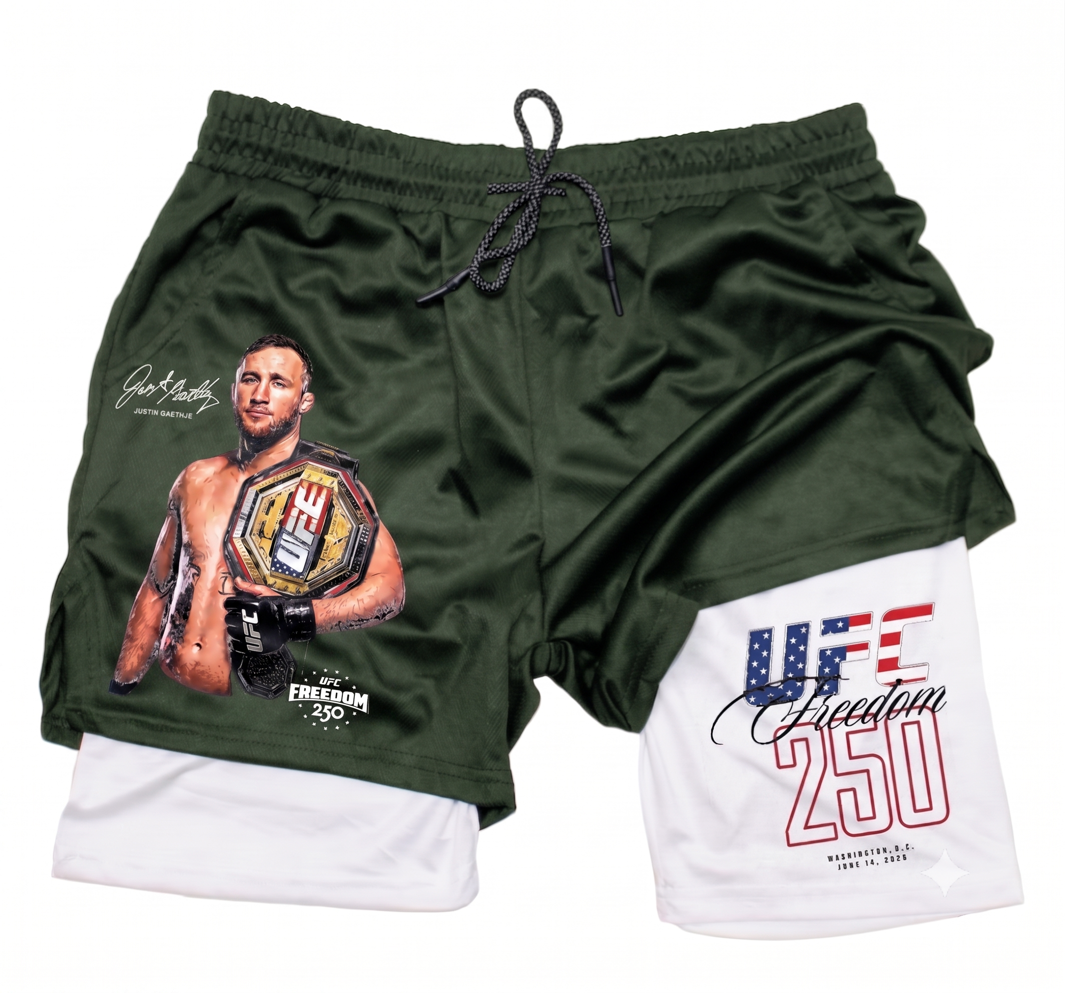 UFC Freedom Collection] UFC Freedom 250 Fighters Printed Double Layer Shorts