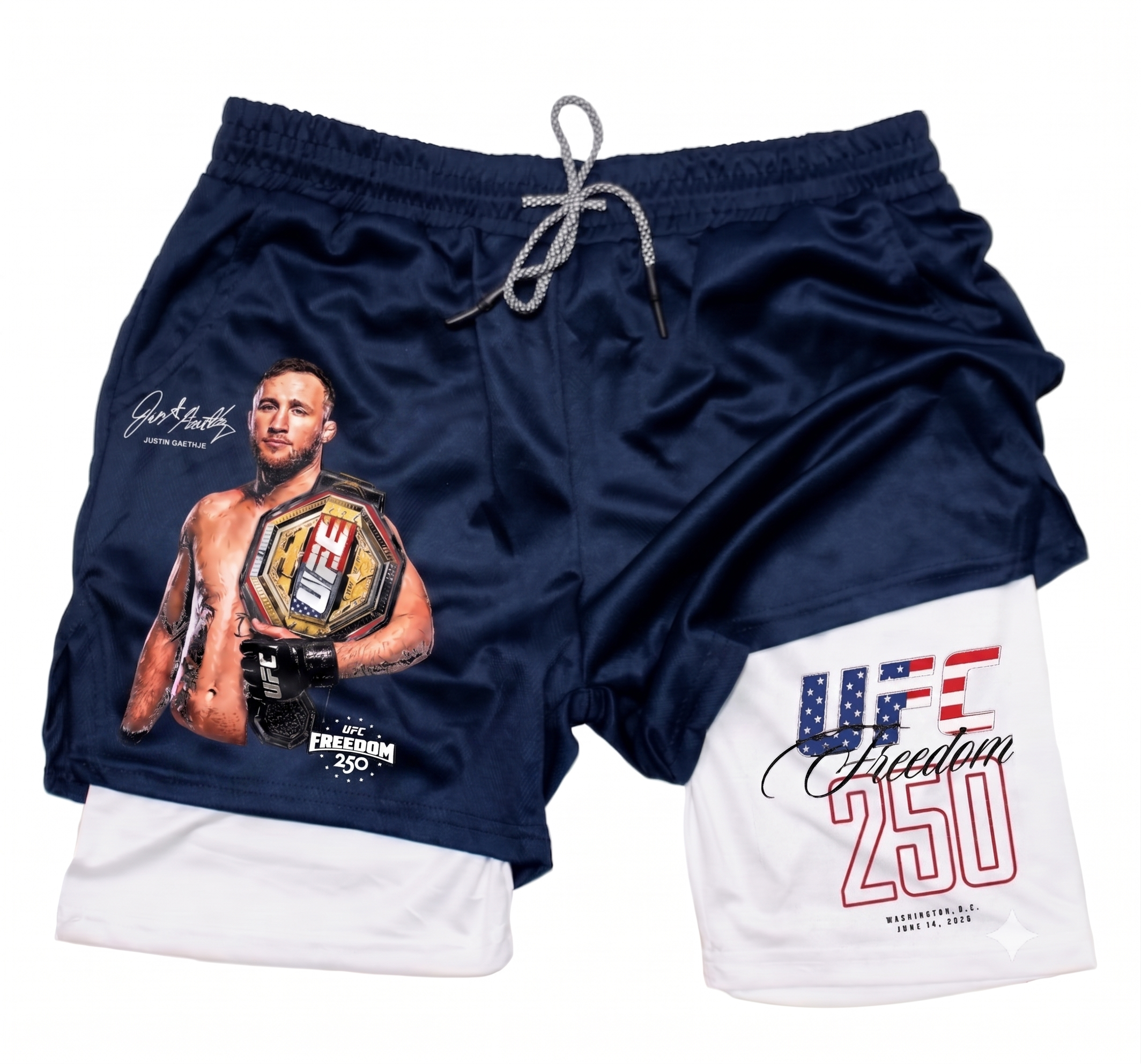 UFC Freedom Collection] UFC Freedom 250 Fighters Printed Double Layer Shorts