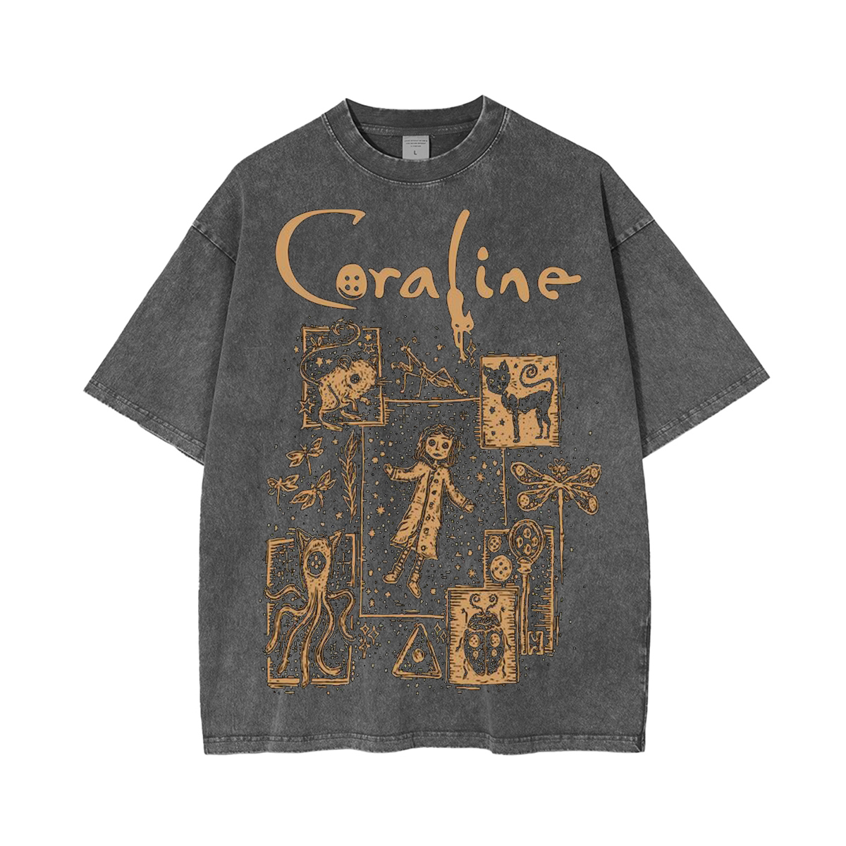 Acid wash Coraline Vintage Unisex Washed T-Shirt